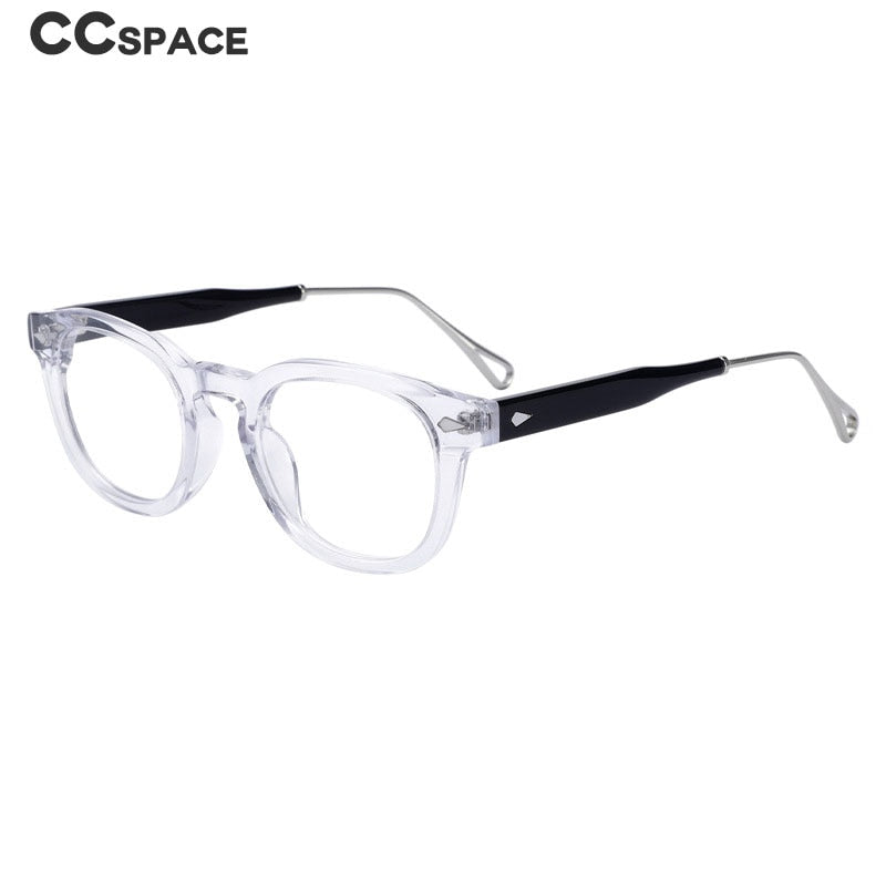 CCspace Men's Full Rim Square Round Acetate Alloy Eyeglasses 55280 - Stylish & Durable Frame for Work, Reading & Everyday Wear