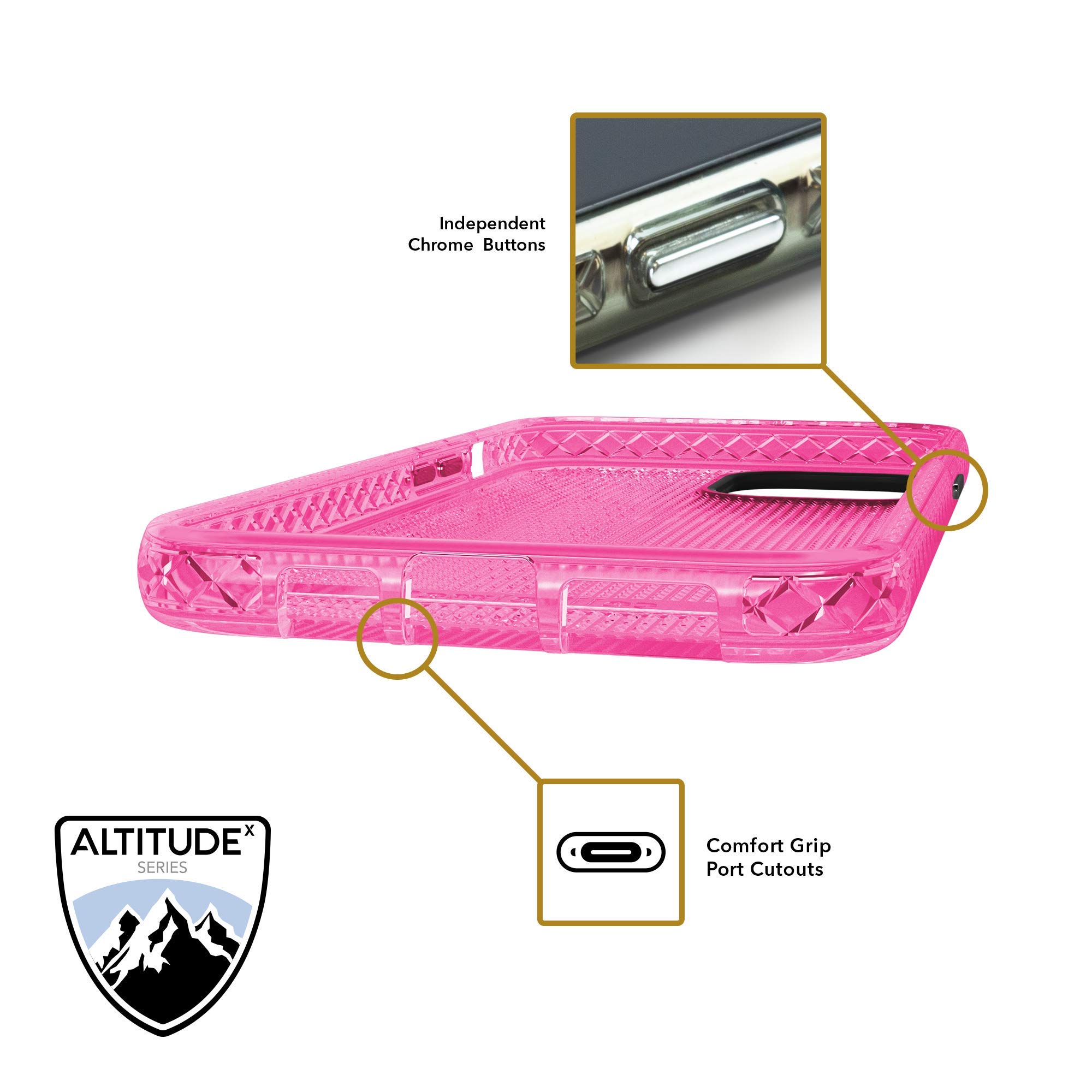 Cellhelmet Altitude X Series Pink Shockproof Phone Case for iPhone 12/12 Pro | Durable Protection | Retail Packaging | Perfect for Outdoor Adventures & Daily Use