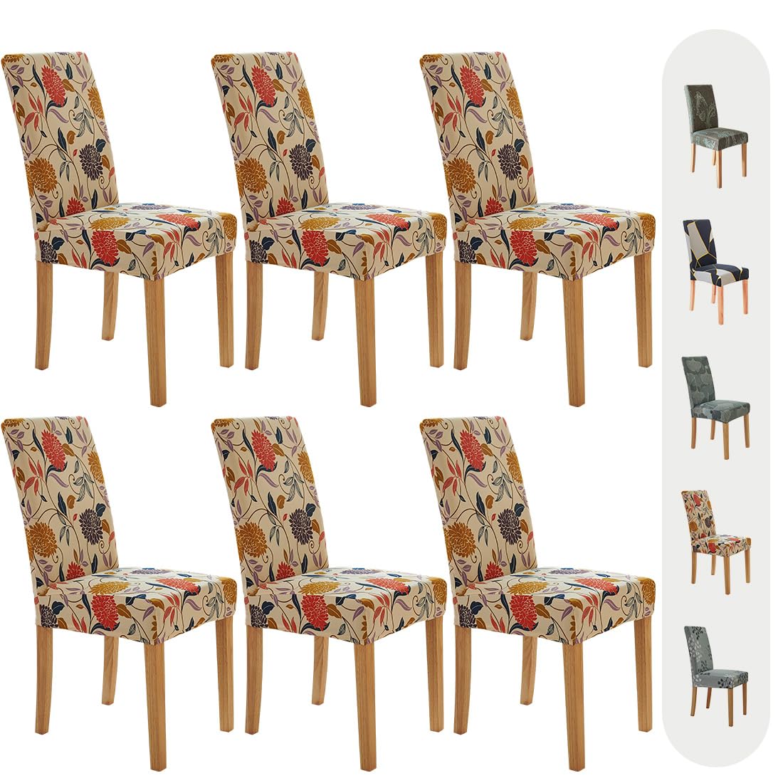 Secgo 6-Pack Stretch Dining Chair Covers - Washable Spandex Kitchen Parsons Chair Slipcovers in Blue | Perfect for Home Dining Room, Kitchen & Party Decor