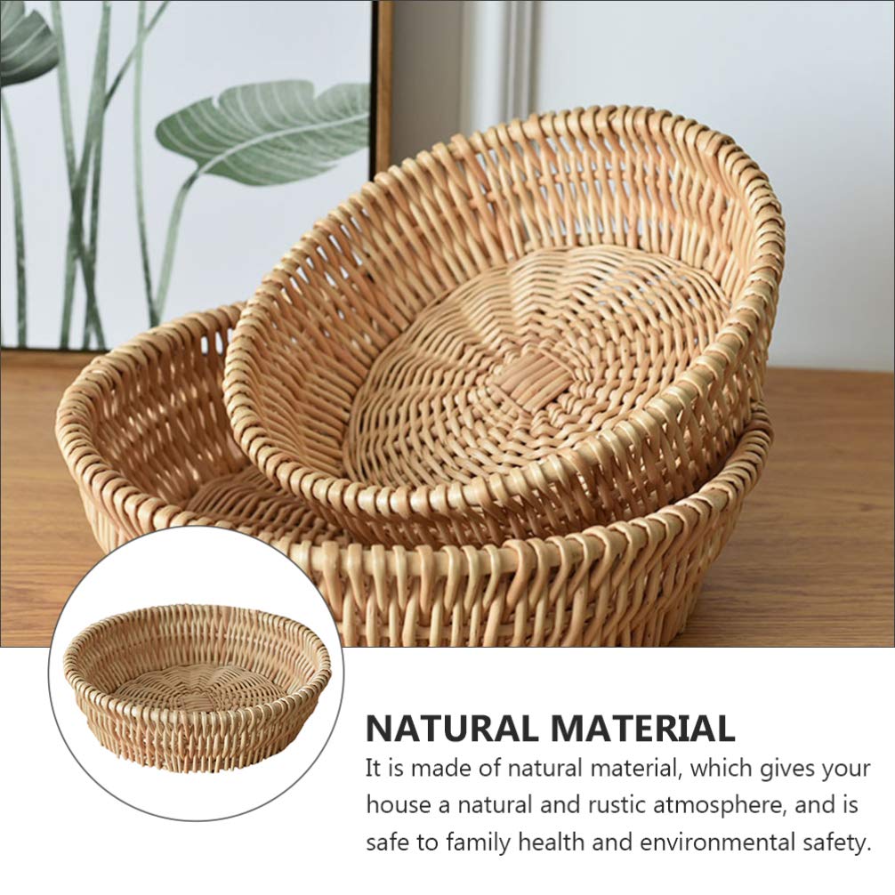 Natural Wicker Bread Basket - 10 Inch Round Kitchen Storage Container for Fruits, Vegetables & Bread | Perfect for Farmhouse Dining, Picnics & Rustic Tabletop Serving