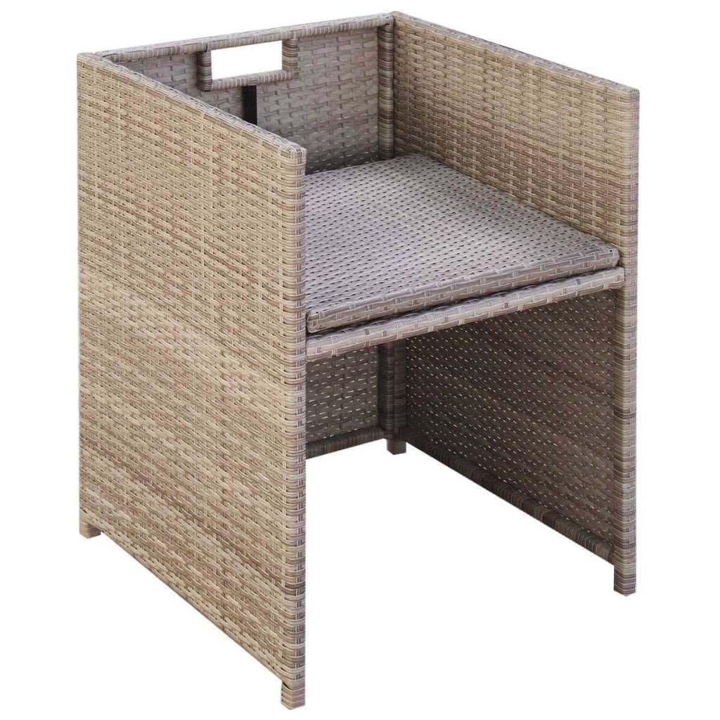 3-Piece Bistro Set with Cushions - Weather-Resistant Poly Rattan Patio Furniture in Beige - Perfect for Outdoor Dining, Garden, Balcony or Poolside Relaxation
