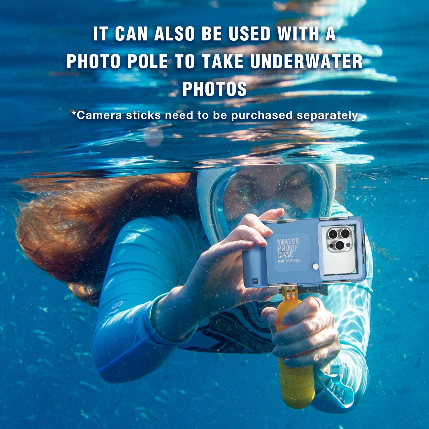 Waterproof Phone Case for iPhone 16/15/14/13/12/11 Pro Max/XS/X & Samsung Galaxy S24/S23/S22/S21 - 50ft/15m Underwater Protection, Scuba Diving, Snorkeling, Swimming & Beach Activities (Blue)