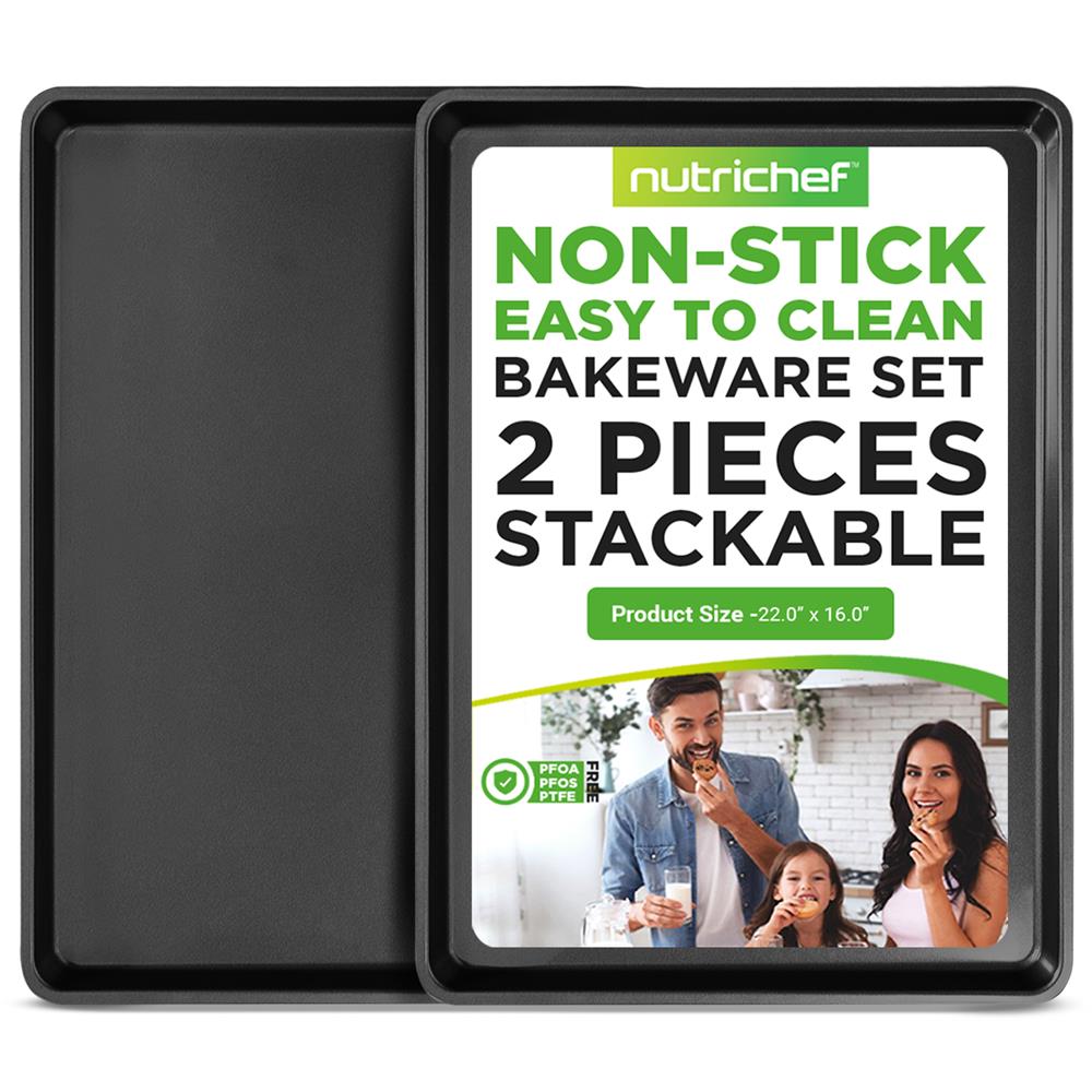 Premium Non-Stick Baking Pans Set for Home Kitchen - 3-Piece Cookie Sheet, Cake Pan & Muffin Tray - Perfect for Baking Cookies, Cakes, Cupcakes & More