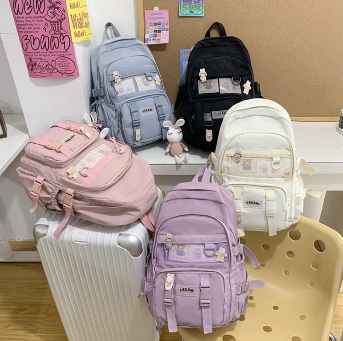 **Stylish Kawaii Girls Backpack - Large Capacity Japanese Aesthetic Laptop Bag for School, College & Travel - Water-Resistant Cute Bookbag for Teens (Multi-Color) - Perfect for Daily Use, Campus Life & Weekend Trips**