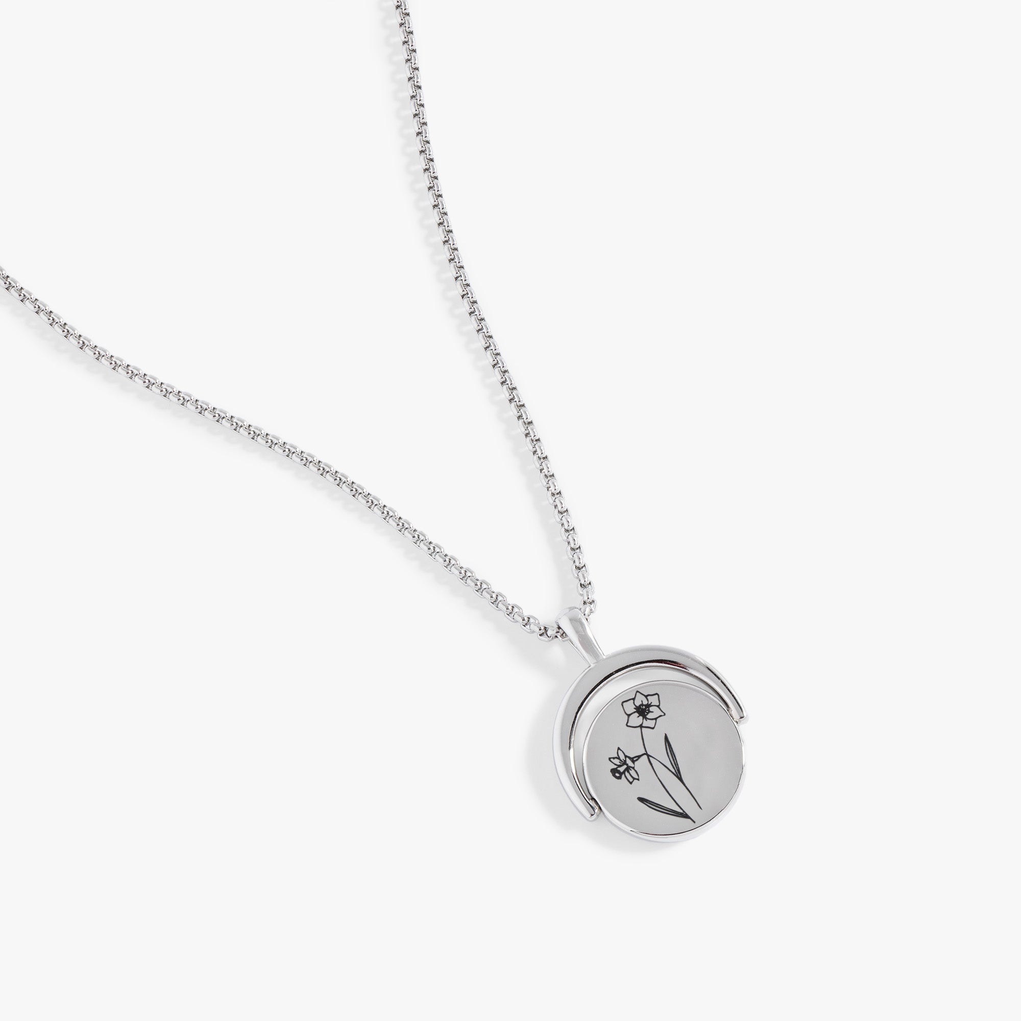 December Birthstone & Flower Flip Charm Necklace - Sterling Silver Jewelry Gift for Women - Perfect for Birthdays, Anniversaries & Special Occasions