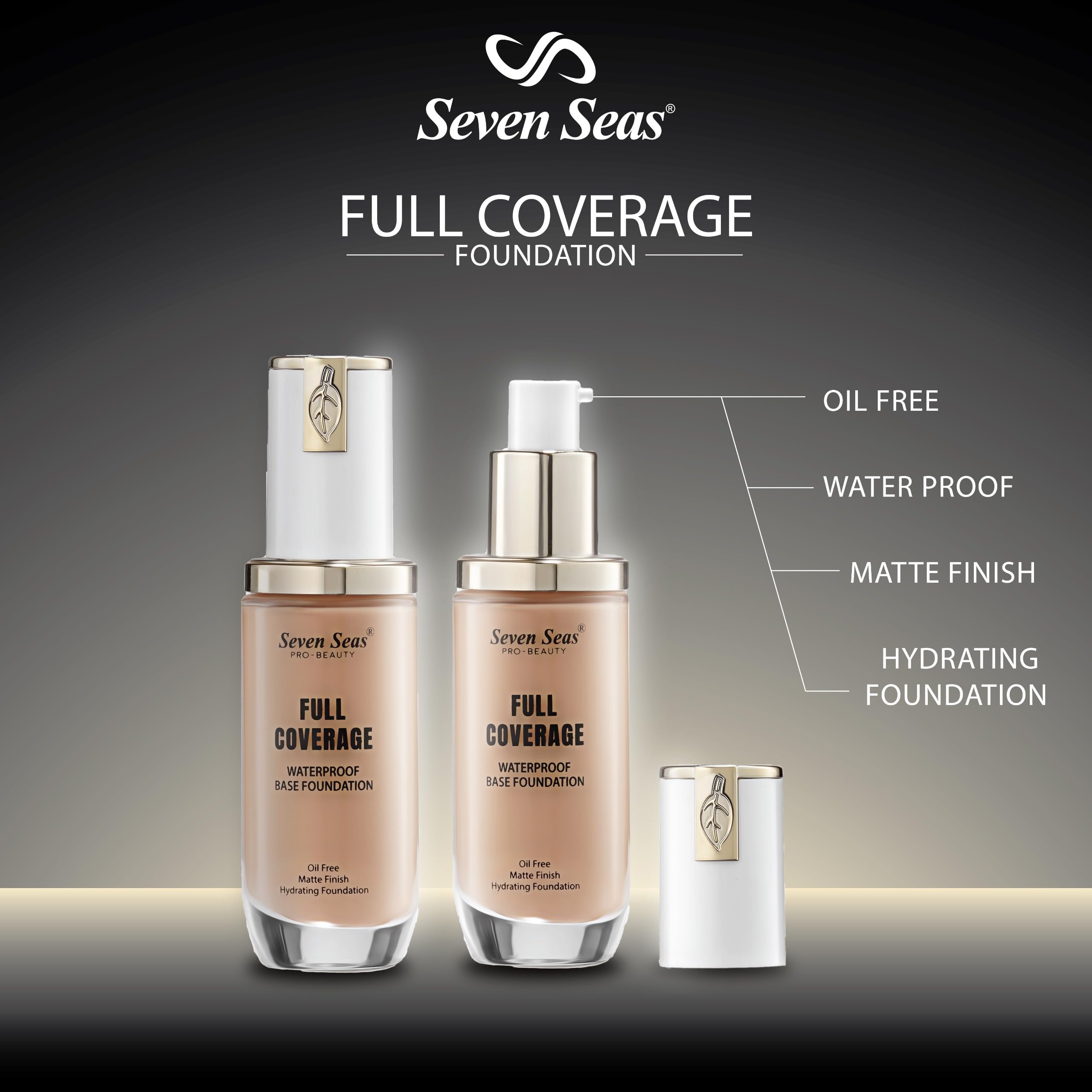 Seven Seas Matte Finish Full Coverage Oil-Free Waterproof Foundation - Long Lasting Makeup for Women & Girls (All Skin Types) | Perfect for Daily Wear, Special Occasions & Hot Weather
