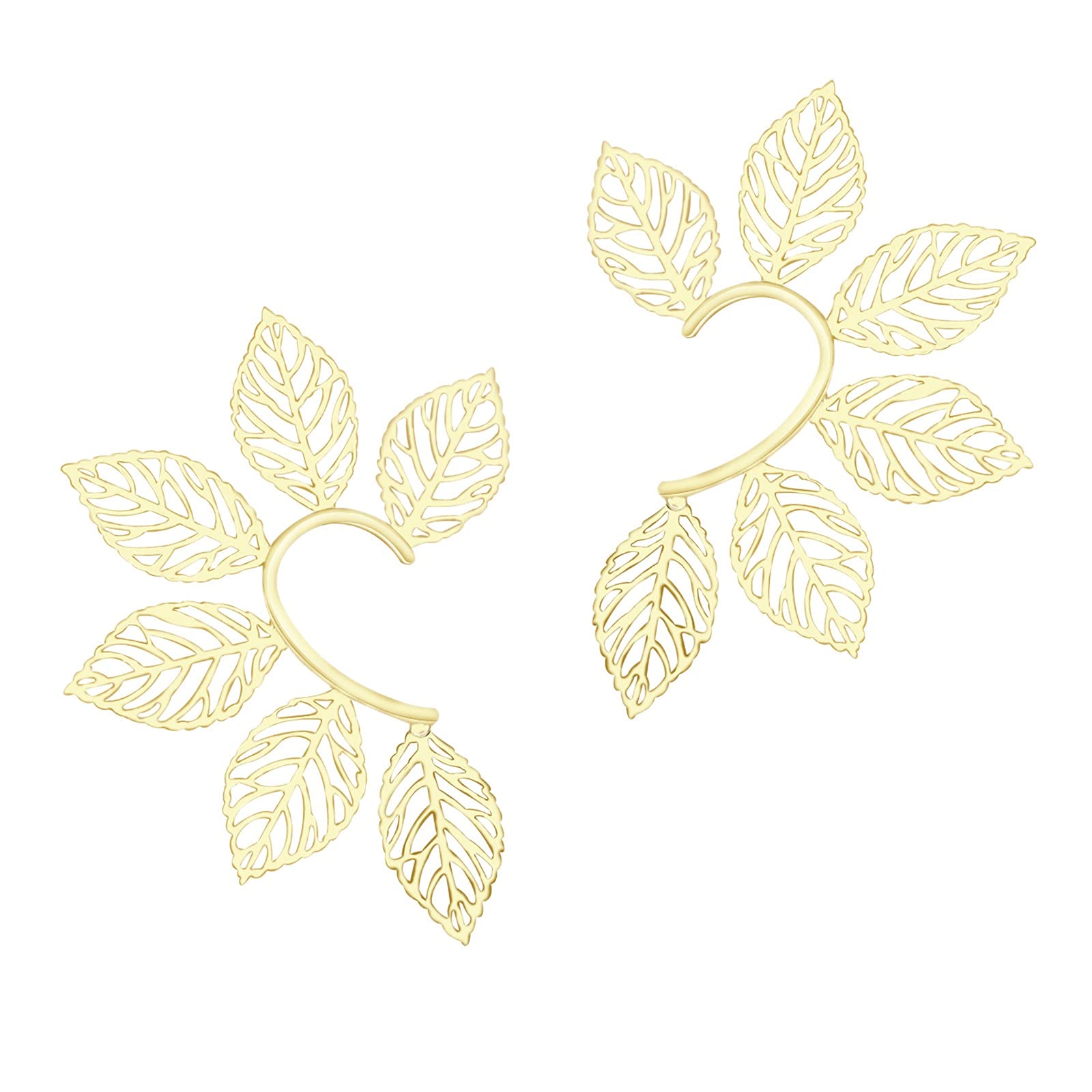 Vintage Leaf Ear Cuff - No Piercing Clip-On Earring & Hair Accessory - Boho Chic Jewelry for Women - Perfect for Parties, Weddings & Everyday Wear