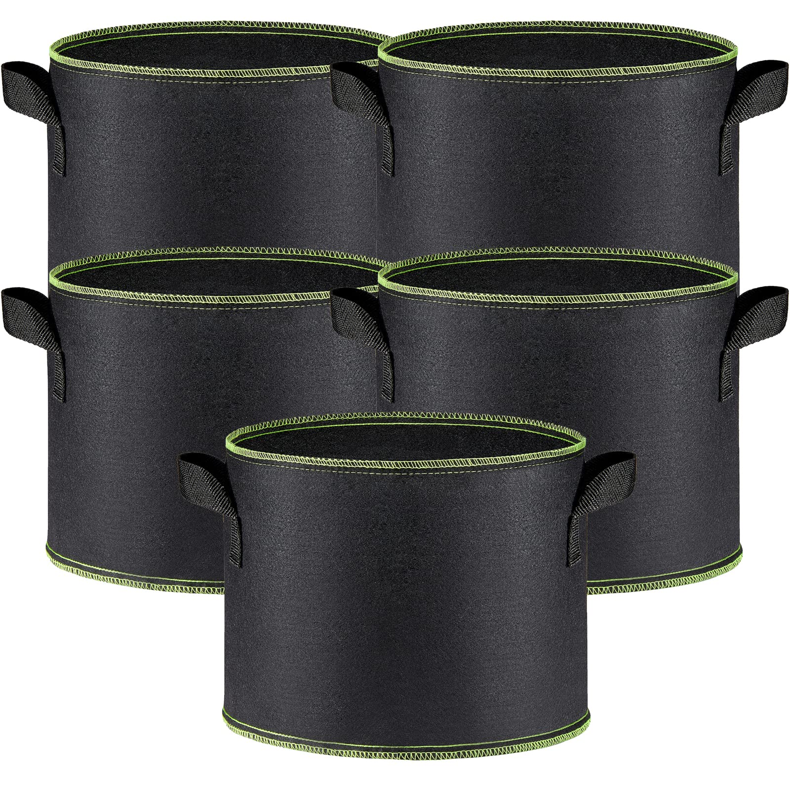 5 Pack 3 Gallon Heavy Duty Grow Bags with Handles - Breathable Nonwoven Fabric Plant Pots for Vegetables, Fruits & Flowers - Ideal for Low Stress Training, Container Gardening & Urban Farming (Black)