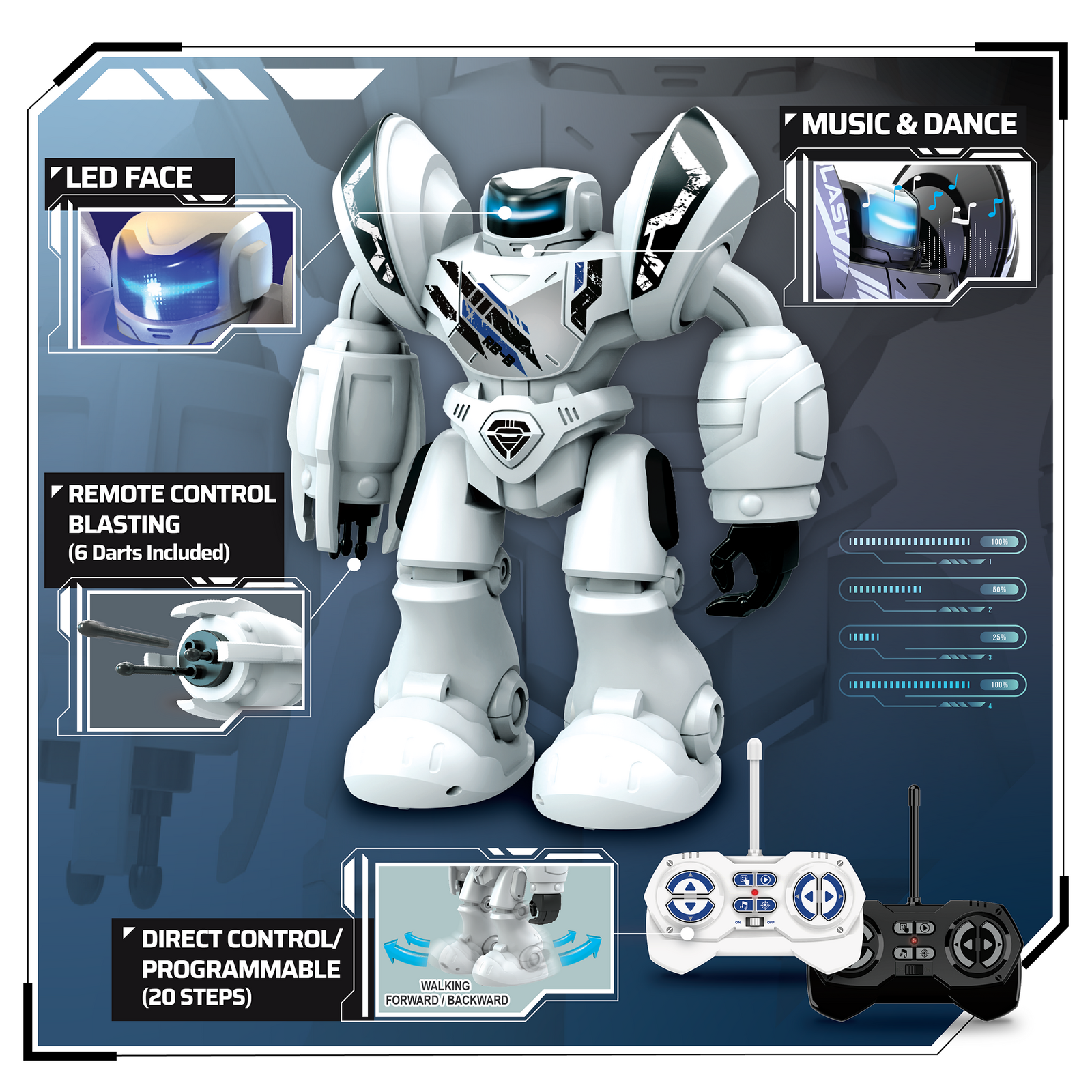 Silverlit YCOO Robo Blast - Interactive Remote Control Robot Toy for Kids with LED Lights & Sound Effects - Perfect for Indoor Play, STEM Learning & Birthday Gifts