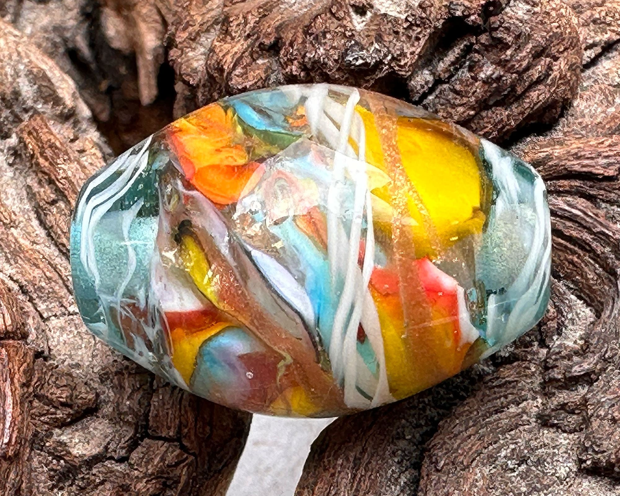 Handmade Sunset Rainbow Lampwork Glass Focal Bead for Jewelry Making - Perfect for Necklaces, Bracelets & DIY Craft Projects