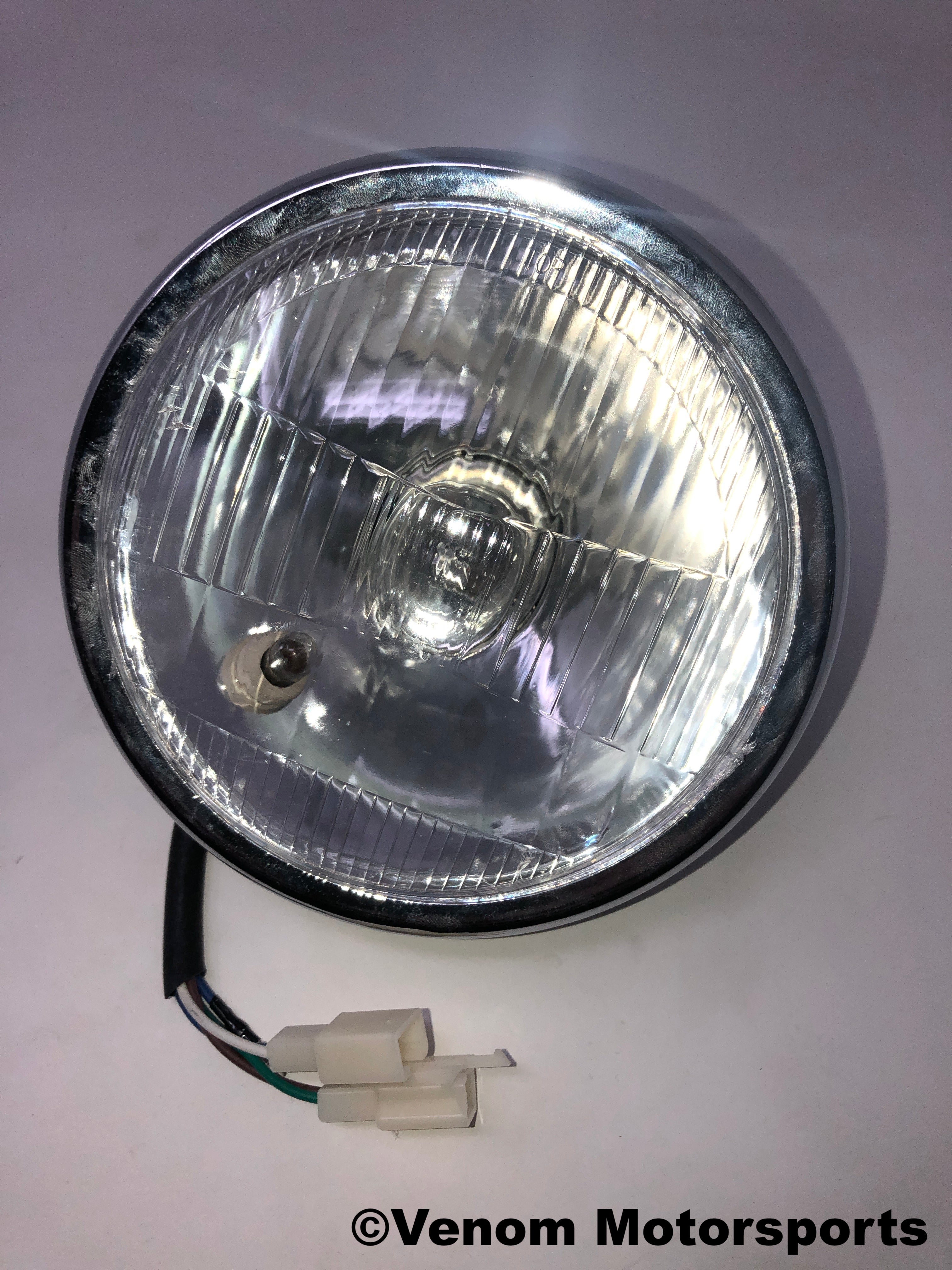 Venom 50cc Fatboy Replacement Front Headlight - High Performance Motorcycle Headlamp for Night Riding & Off-Road Adventures