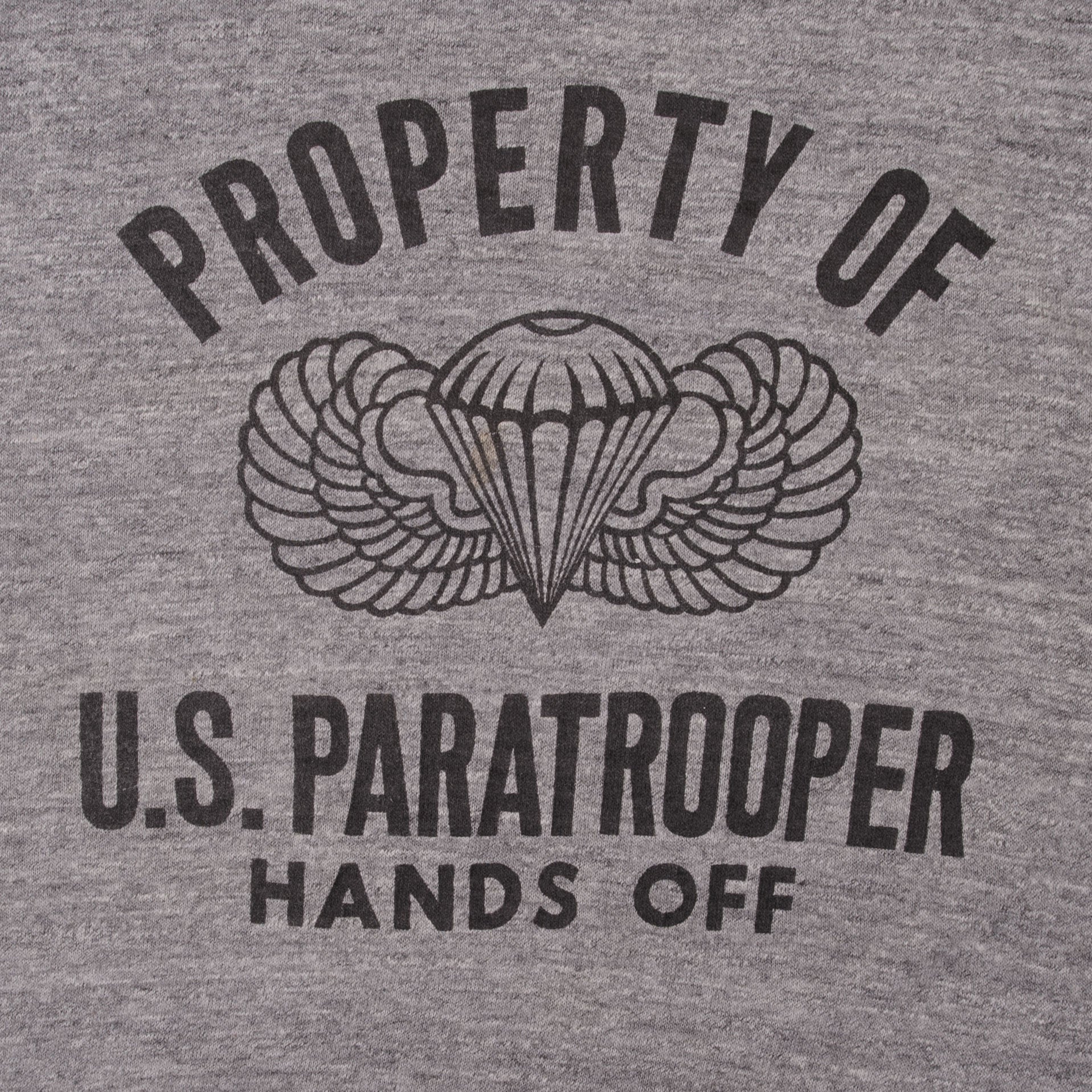 Vintage 1970s US Paratrooper Hand Off T-Shirt - Small, Made in USA - Military Collectible & Retro Fashion for History Enthusiasts