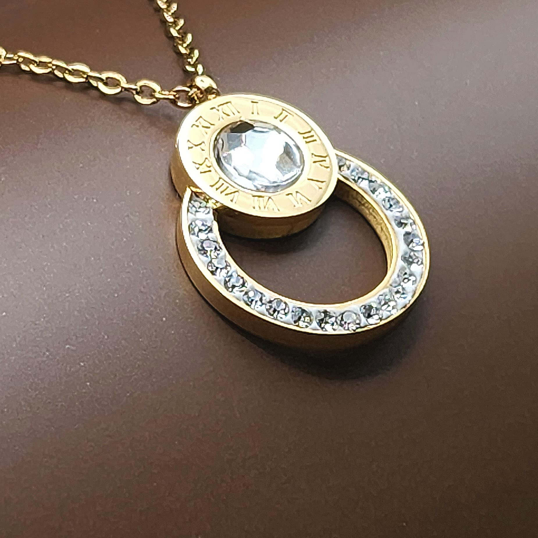 Stainless Steel Gold Plated Dainty Roman Numerals Pendant Necklace - Perfect for Everyday Wear, Gifts, and Special Occasions