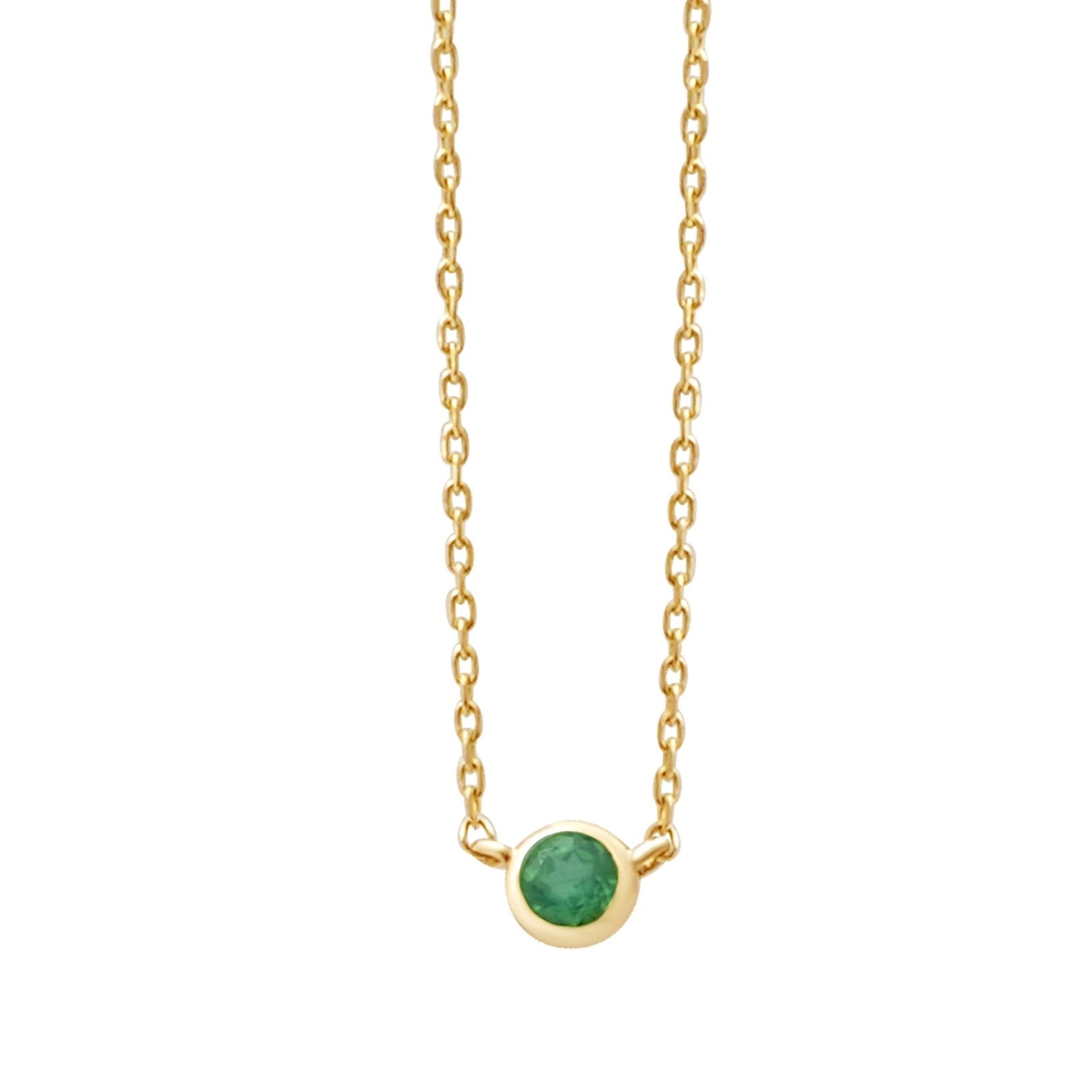 14K Solid Yellow Gold Emerald Station Necklace - Bezel Set for Everyday Elegance | Perfect for Gifts, Anniversaries, and Special Occasions