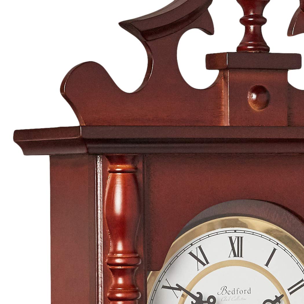 Bedford Clock Collection 31-Inch Wall Clock - Cherry Oak Finish - Large Decorative Wall Clock for Living Room, Bedroom & Office Decor