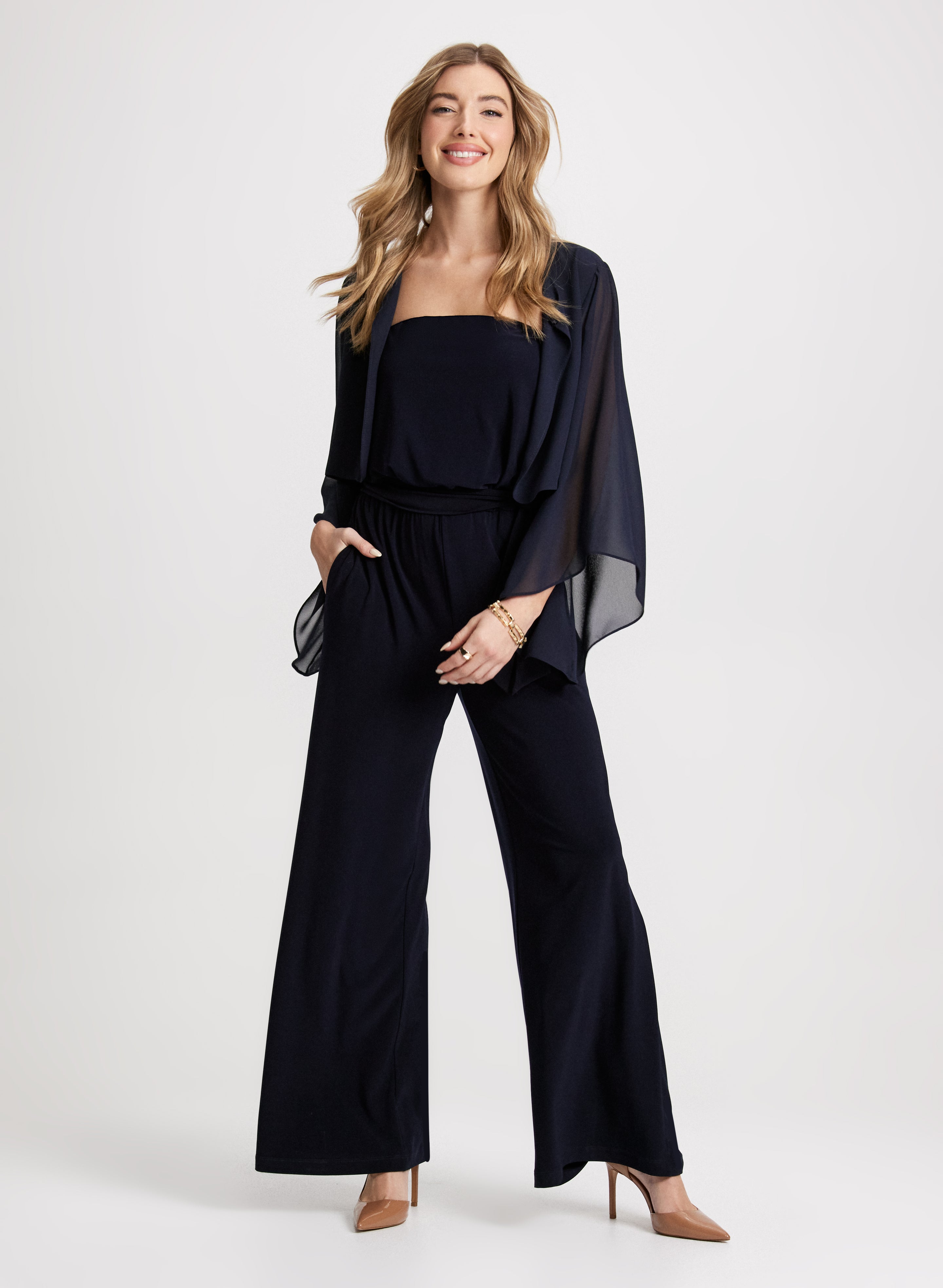 Elegant Flared Sleeve Chiffon Bolero Jacket for Women - Perfect for Weddings, Parties & Evening Events