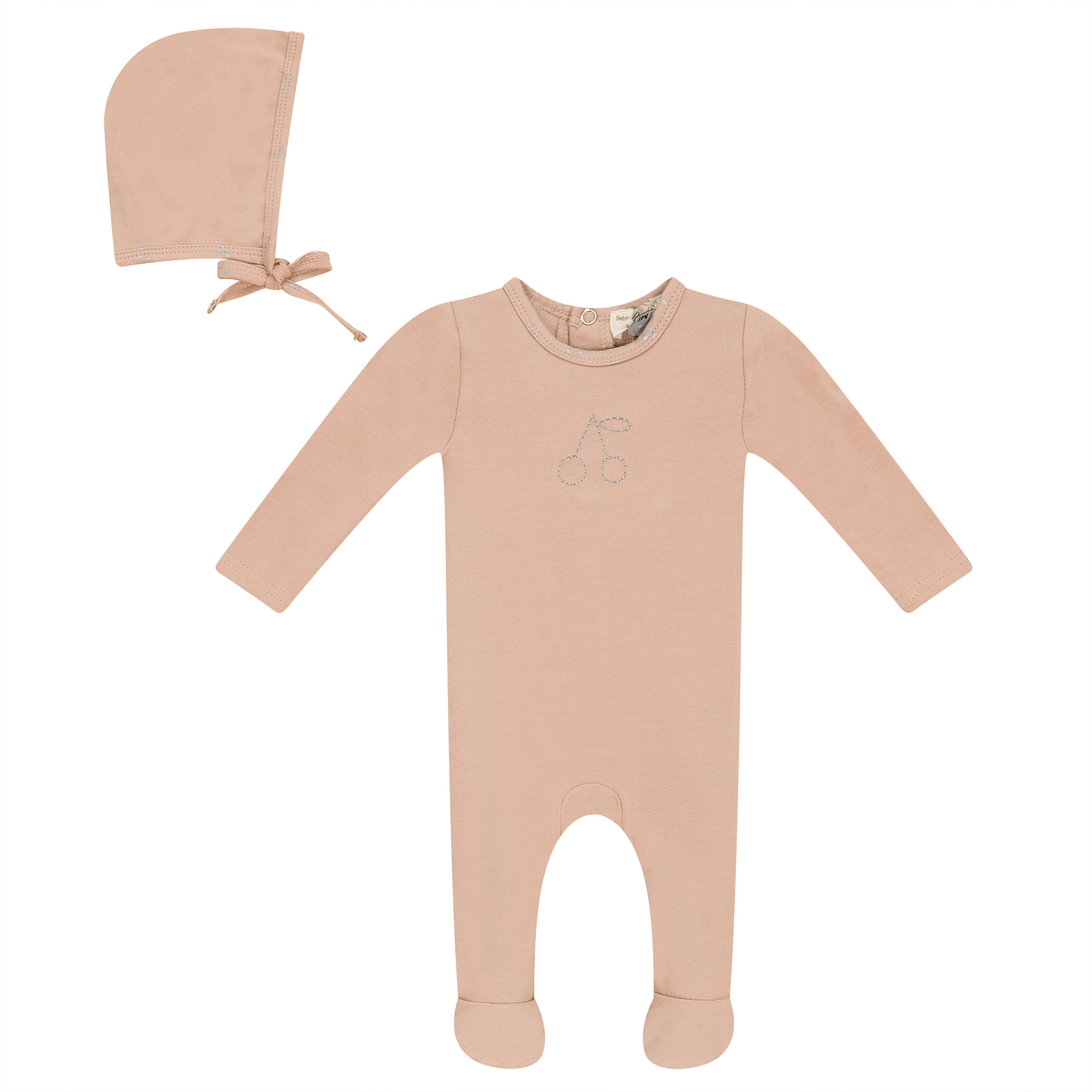 Adorable Cherry Print Baby Onesie and Bonnet Set - Soft Cotton Newborn Outfit for Girls & Boys - Perfect for Photoshoots, Gifts, and Special Occasions