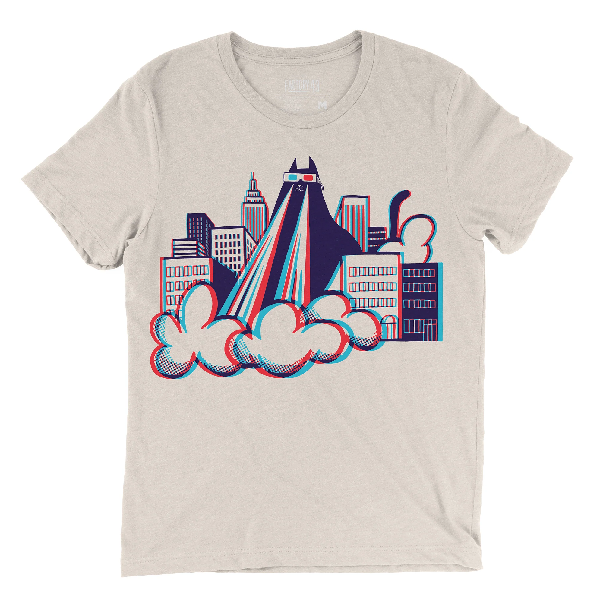Factory 43 3D Laser Cat Slim Fit T-Shirt - Heather Dust Color | Trendy Graphic Tee for Casual Wear & Cat Lovers