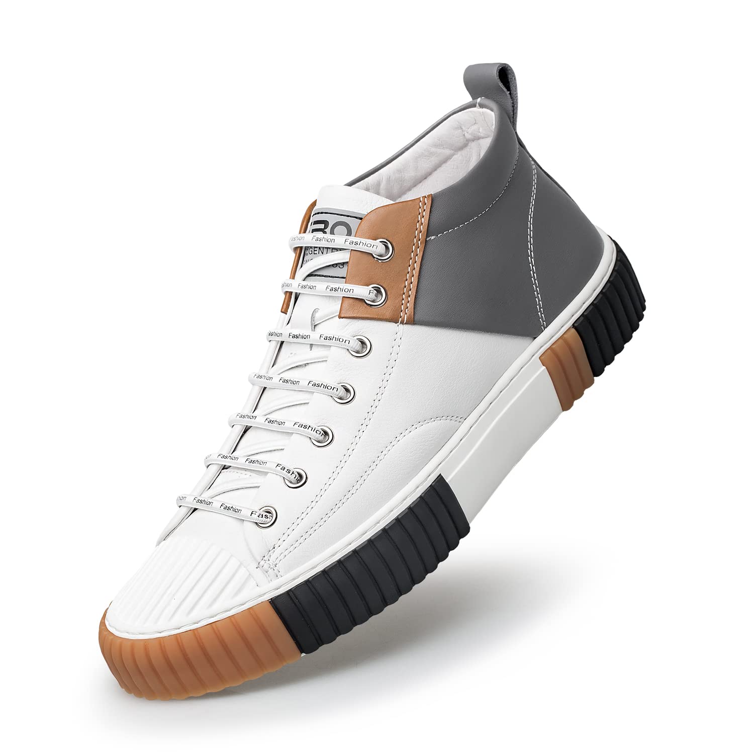 ZRO Men's High Top Sneakers - Genuine Leather Breathable Casual Shoes for Men (Style S05806) | Comfortable Walking & Streetwear Fashion Sneakers for Daily Wear