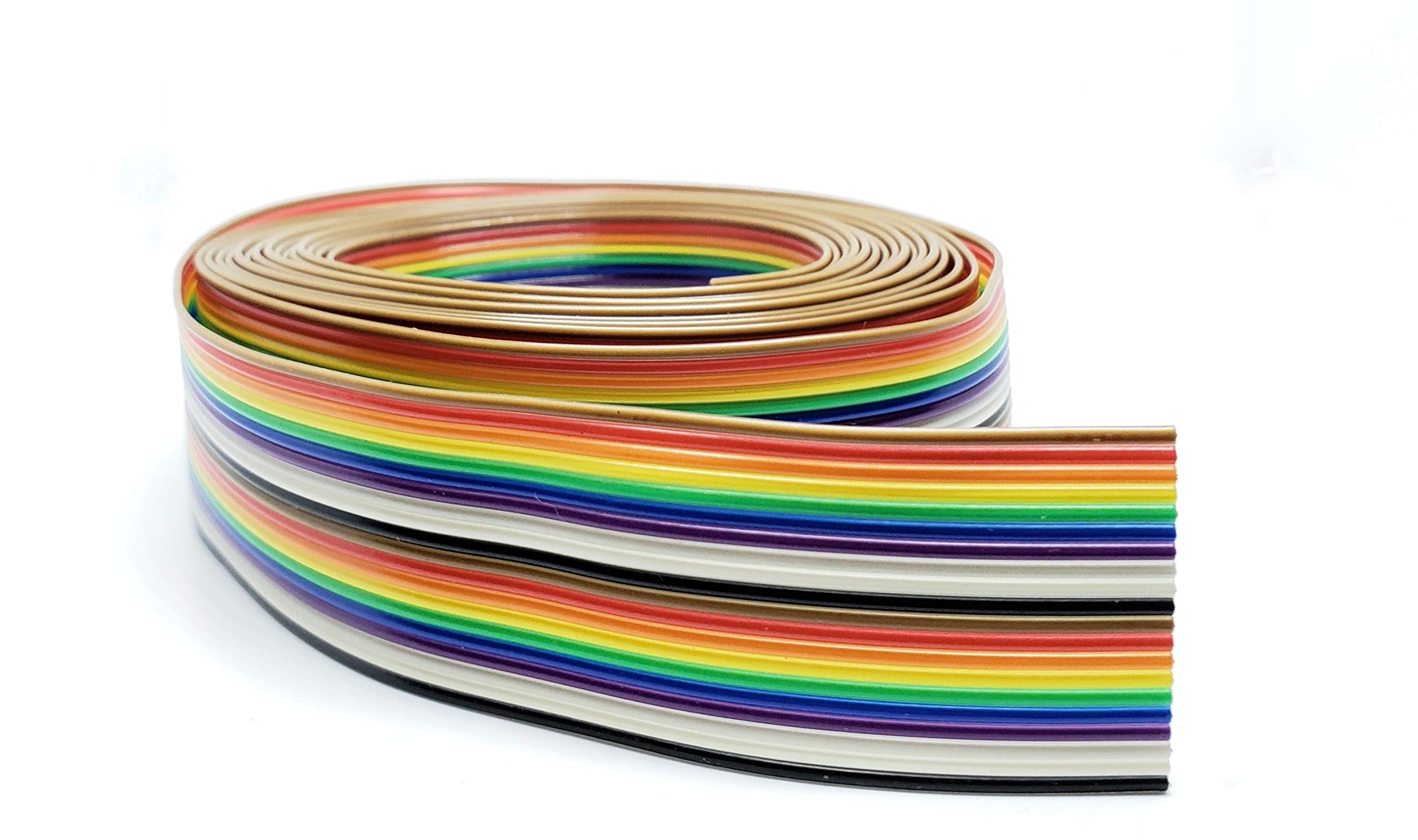 Rainbow Flat Ribbon Cable 10ft - 20 Conductors for 2.54mm Connectors | PC Accessories & DIY Projects