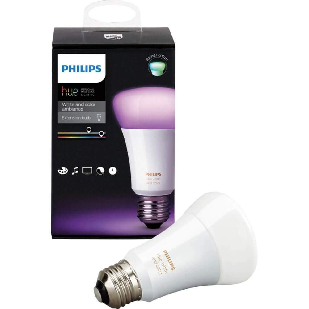 Philips Hue White and Color Ambiance A19 60W Equivalent Dimmable LED Smart Bulb - 1 Pack | Works with Alexa, Google Assistant & Apple HomeKit | Voice Control & App Adjustable | Perfect for Bedroom, Living Room & Smart Home Lighting (California Compliant)