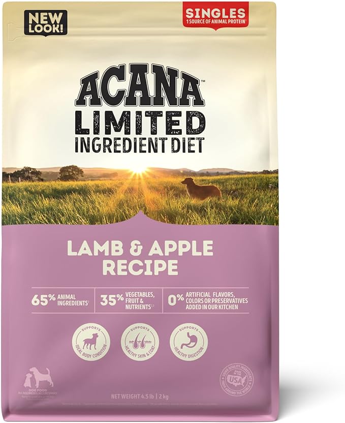Acana Grain-Free Dry Dog Food with Lamb & Apple - High Protein, Natural Ingredients for Adult Dogs - Perfect for Sensitive Stomachs & Allergies