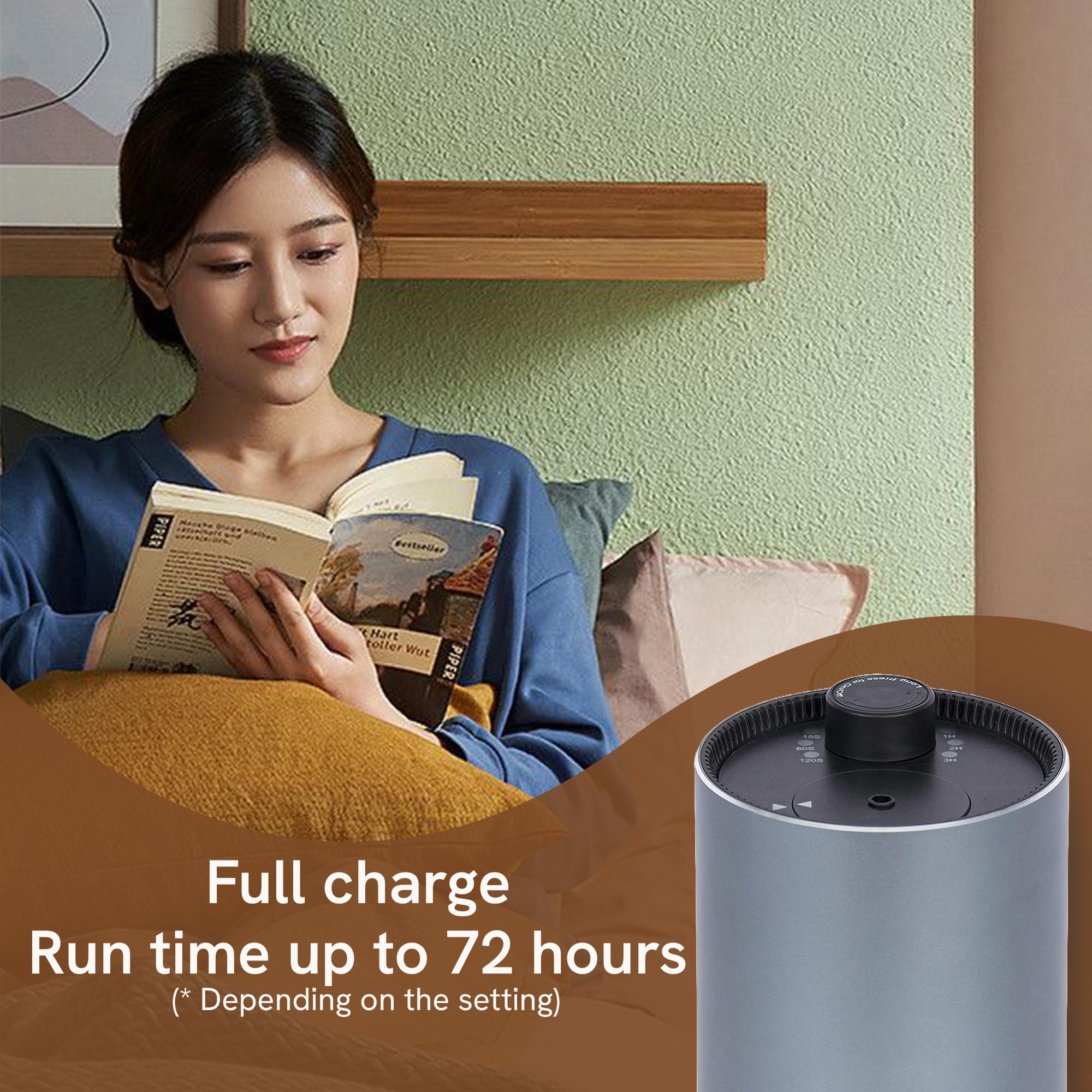 **BlueHills Cordless Essential Oil Diffuser - USB Rechargeable, Large Room & Travel-Friendly, Battery-Operated for Home, Office, Hotel, Car - Long-Lasting Timer, Compact Design (Silver Gray) - Perfect for Aromatherapy, Relaxation & Stress Relief**