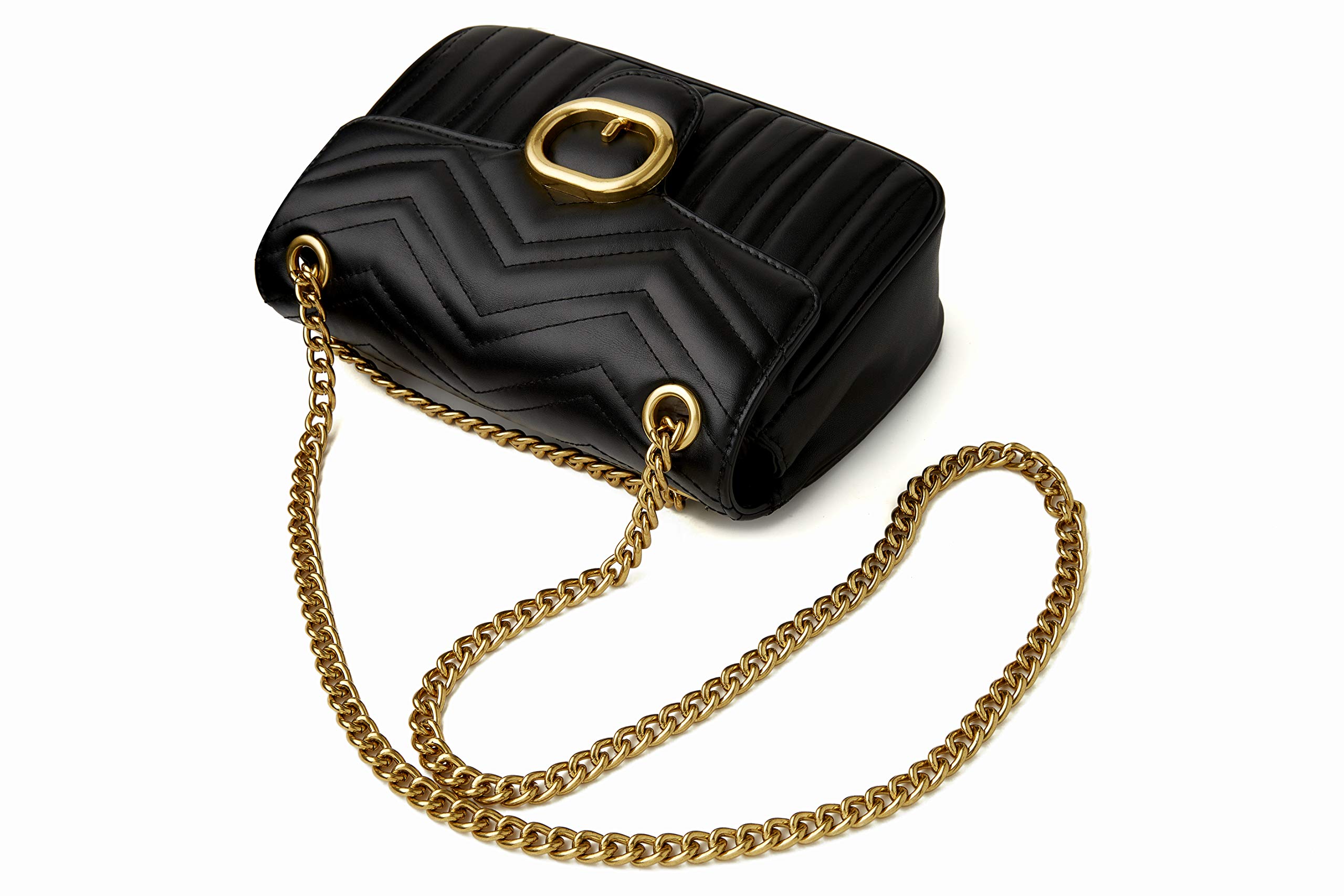 Genuine Leather Women's Shoulder Bag - Fashion Quilted Crossbody Purse with Chain for Ladies, Black | Perfect for Work, Travel & Evening Events