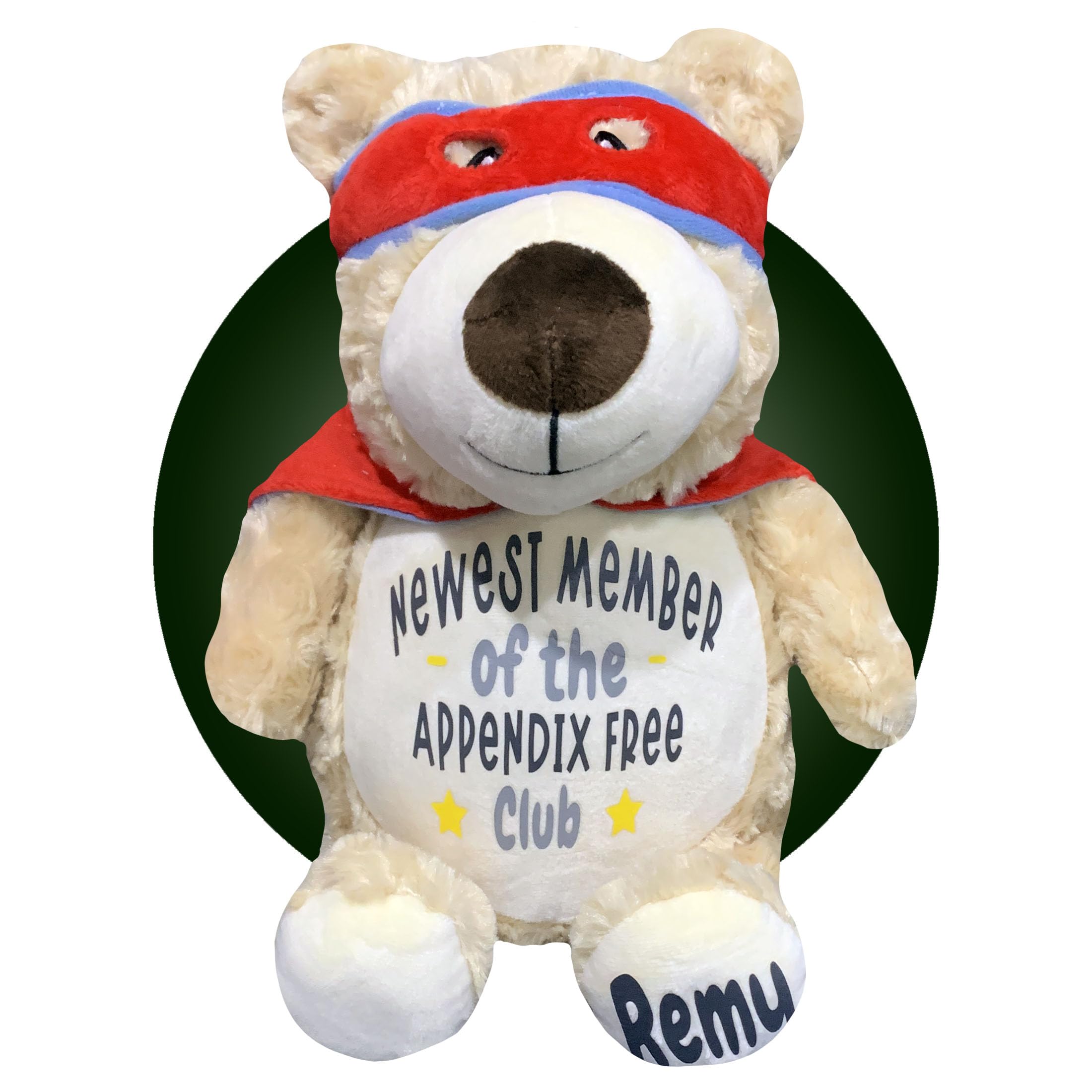 Personalized Appendix Plush Toy - Superhero Bear Stuffed Animal for Appendix Surgery Recovery & Get Well Soon Gifts | Appendectomy Comfort Gift for Kids & Adults | Perfect Post-Surgery Gift for Hospital Stay & Recovery at Home