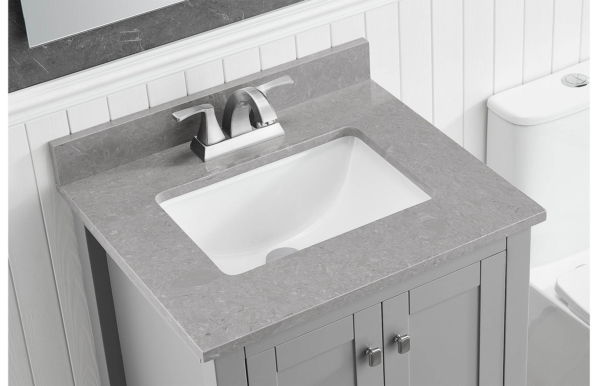 Amalfi 25W x 22D Engineered Marble Bathroom Vanity Top with Rectangular Undermount Sink - Perfect for Modern Bathroom Renovations and Master Suite Upgrades