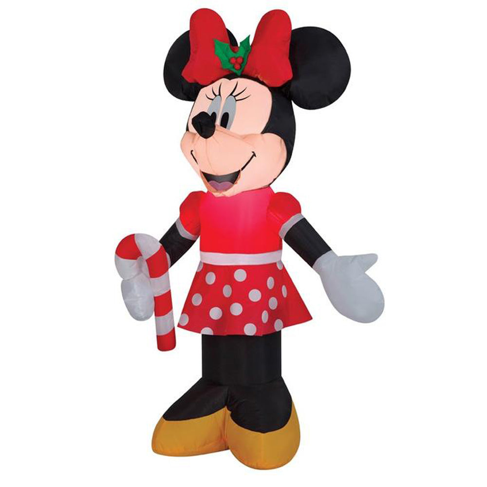 Inflatable Minnie Mouse Airblown® Christmas Decoration - 3.5' Tall Holiday Yard Inflatable with Candy Cane | Outdoor Xmas Decor for Garden, Lawn, Party & Festive Home Decorating