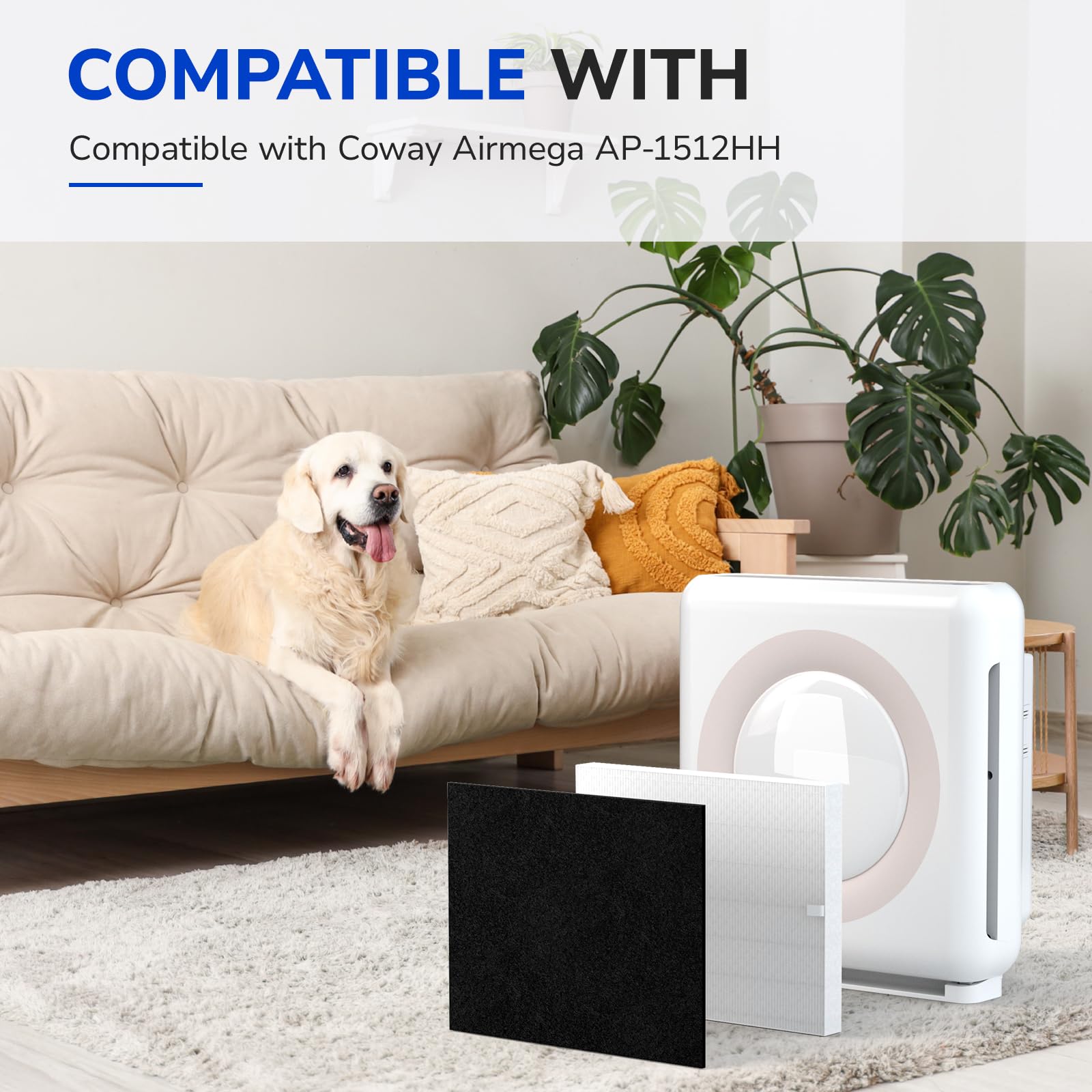 Coway Air Purifier Replacement Filter AP-1512HH - Compatible with Airmega AP-1512HH - HEPA & Carbon Filter for Clean Air - Ideal for Home, Office, and Bedroom Use