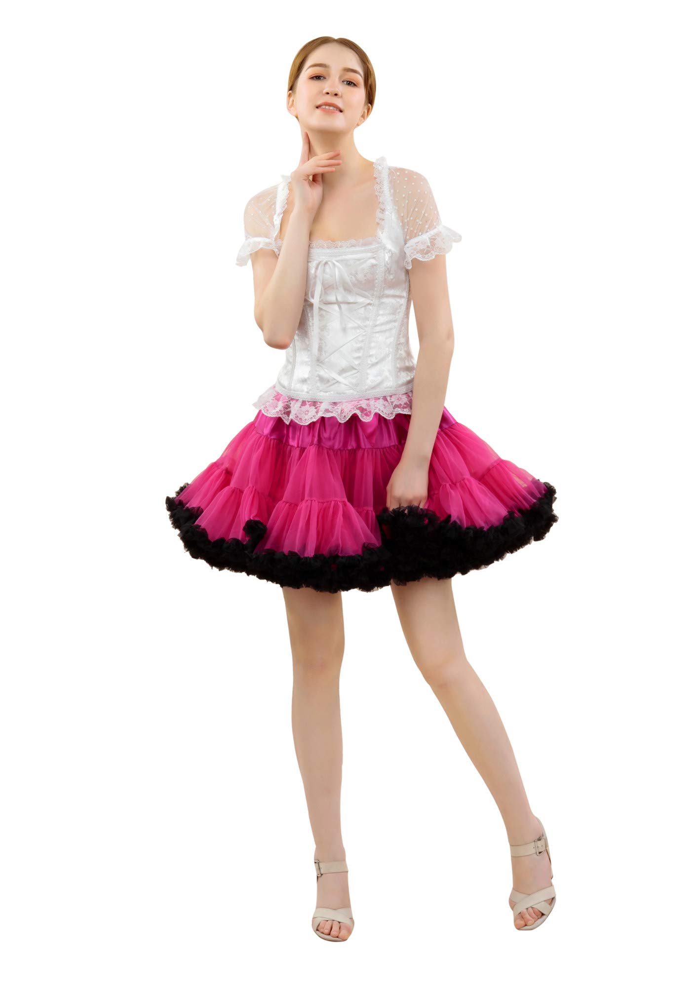 FOLOBE Women's Tutu Skirt - Fluffy Layered Petticoat Mini Skirt for Adults | Ballet, Dance, Party & Cosplay Costume
