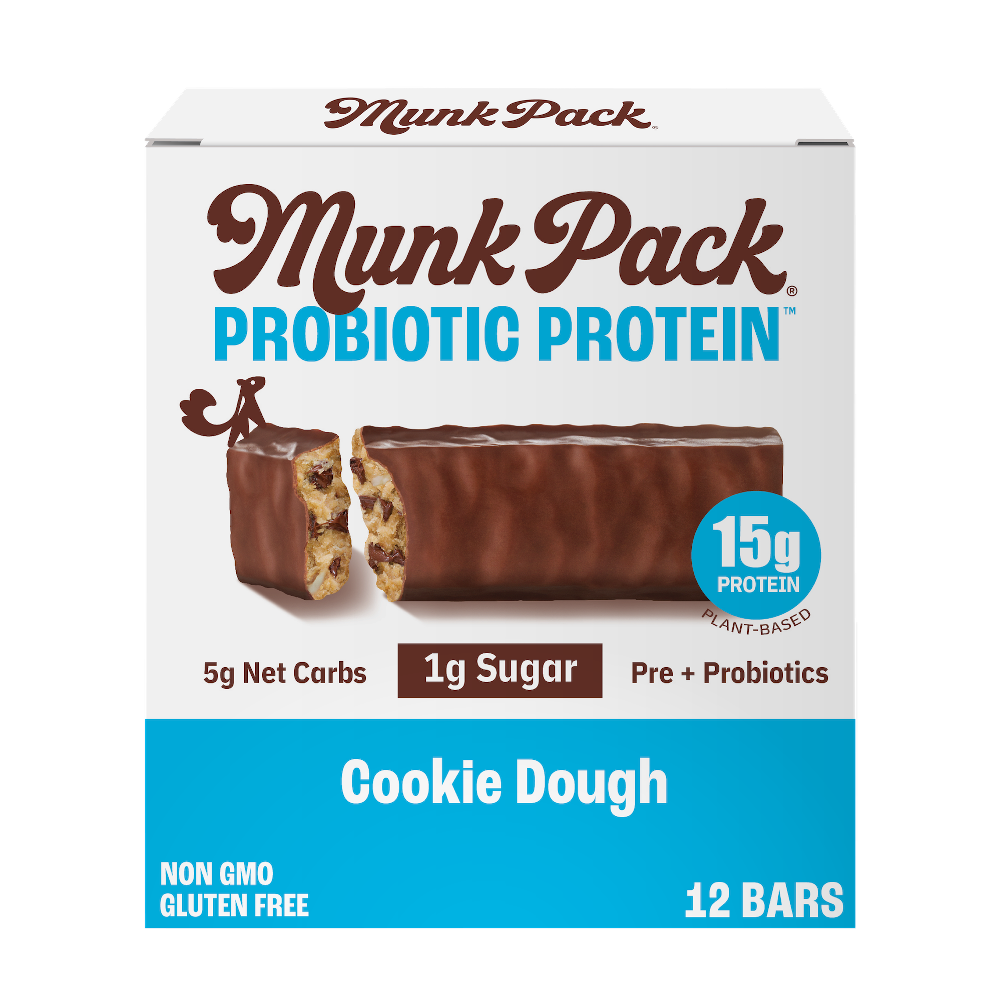 Cookie Dough Probiotic Protein Bar - 12 Pack | High Protein Snack for Weight Loss & Gut Health | Perfect for Gym, Hiking & On-the-Go Nutrition