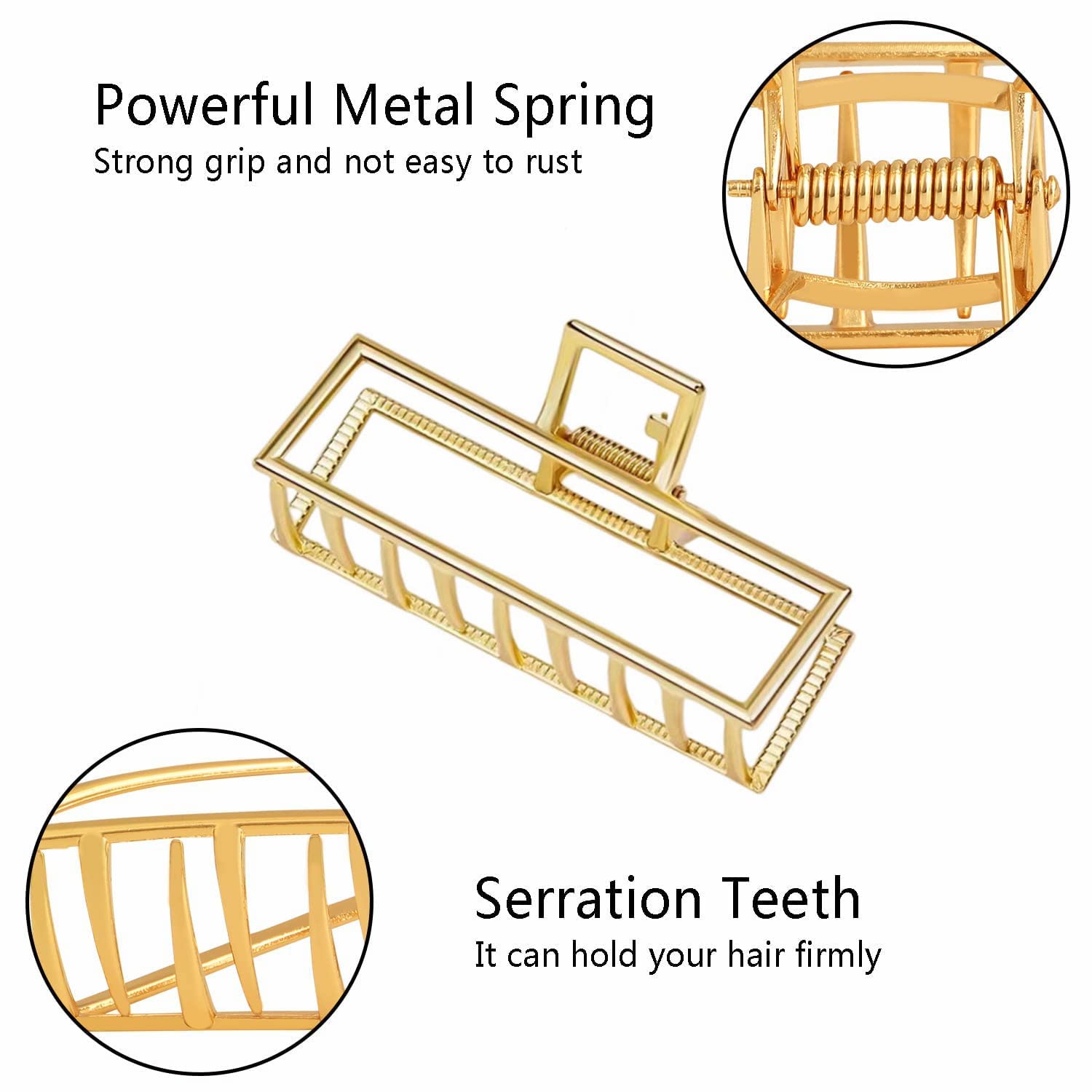 Golden Metal Hair Claw Clips for Women - Large Gold Hair Clips for Thick & Thin Hair - Hair Styling Accessories (1 Pack) - Perfect for Updos, Ponytails & Everyday Hairstyles
