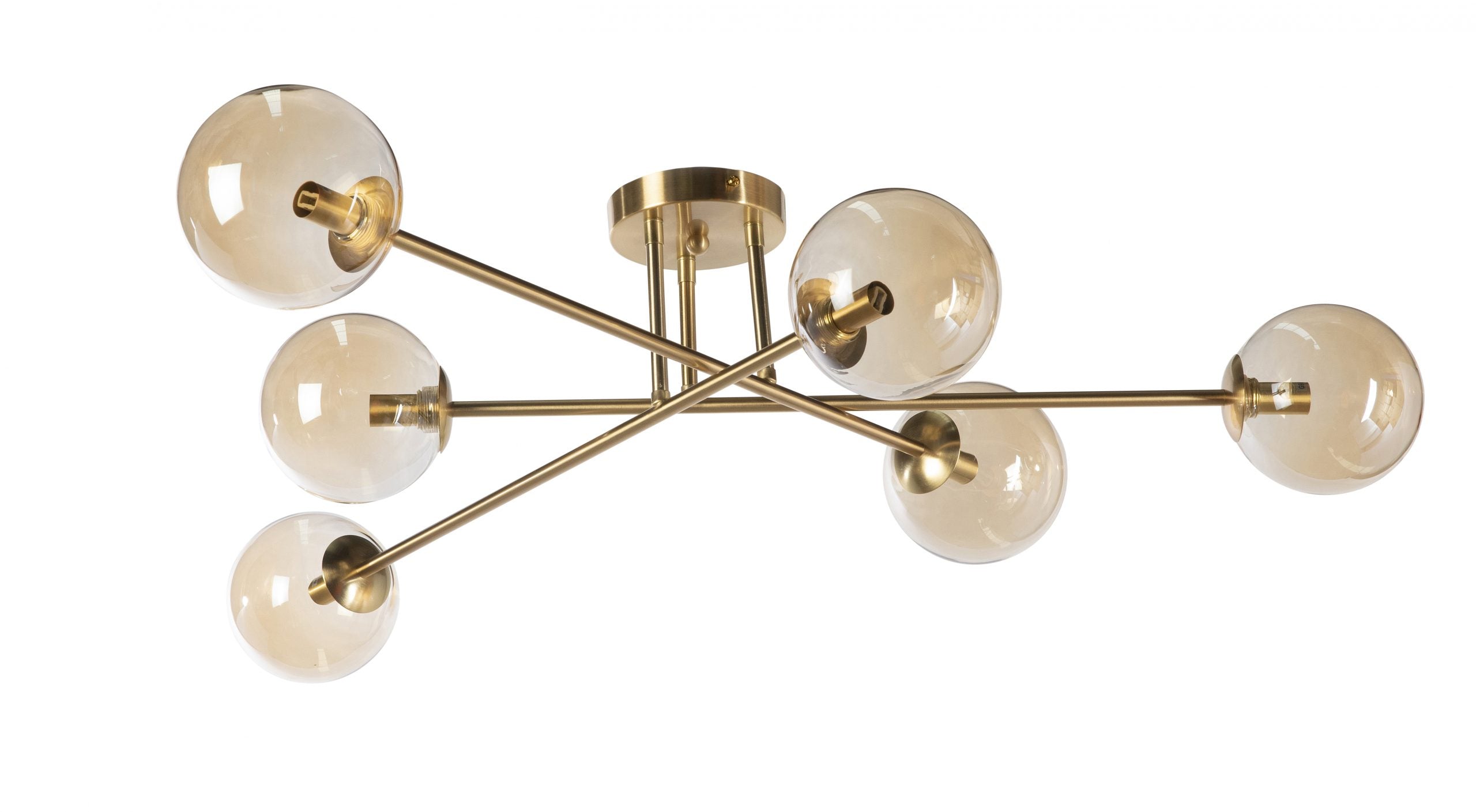 Arezzo 6-Light Gold & Amber Glass Pendant Chandelier - Elegant Dining Room Lighting for Kitchen Island, Foyer, or Bedroom