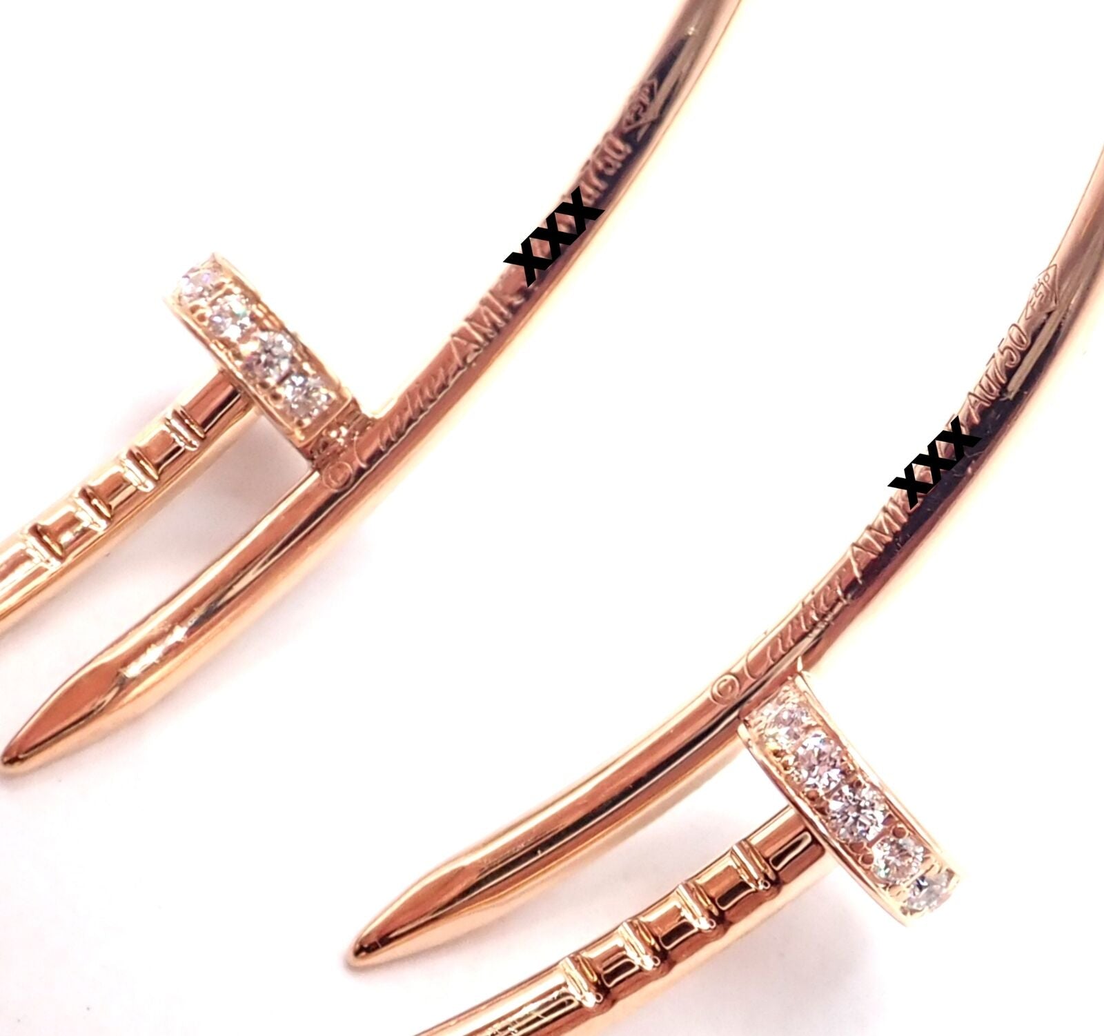 Authentic Cartier Juste un Clou 18k Rose Gold Diamond Hoop Earrings - Luxury Jewelry for Women, Perfect for Weddings, Parties & Special Occasions