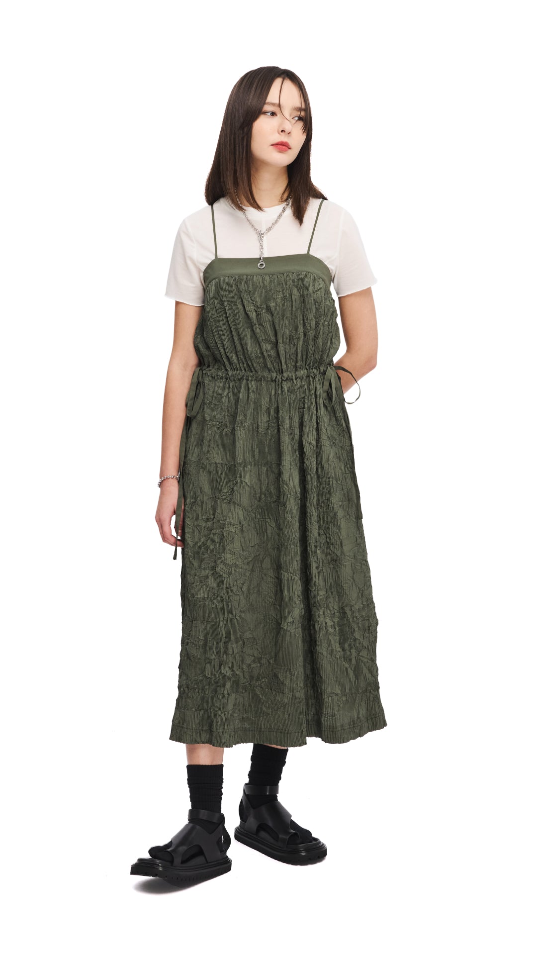 Elegant Crinkle Pleat Dress for Women - Flowy & Comfortable Summer Midi Dress for Casual Outings, Parties & Beach Vacations
