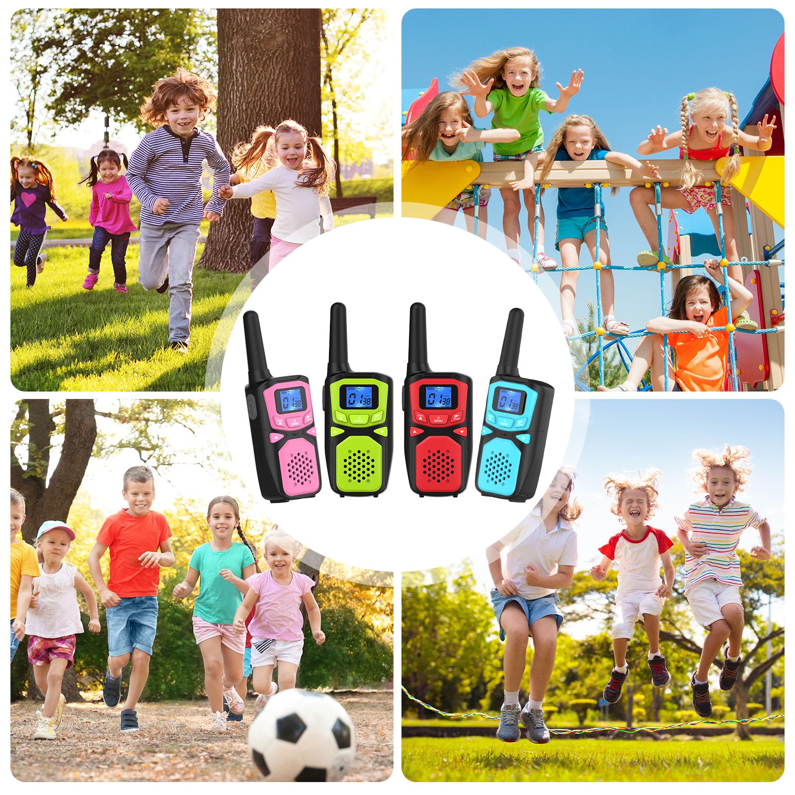 **Rechargeable Walkie Talkies for Kids & Adults - 2-Way Long Distance Radio with 4 Packs, Perfect for Outdoor Camping, Games & Birthday Gifts (Ages 3-5 & 8-12) - Ideal for Family Adventures, Hiking & Team Activities**