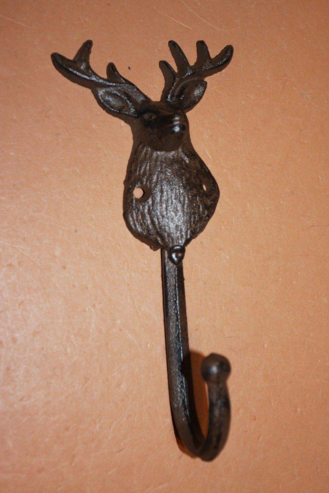 Deer Head Coat Rack - 5 Pack Wall Mounted Hooks for Hunting Lodge, Cabin & Western Home Decor - Perfect for Hanging Hats, Jackets & Gear in Game Rooms, Man Caves & Entryways