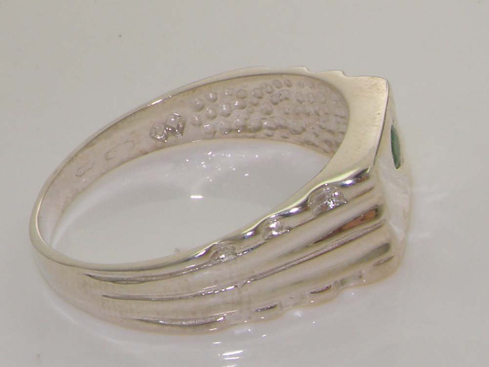 925 Sterling Silver Genuine Emerald Men's Signet Ring - Elegant Anniversary Gift for Him, Wedding Band, Birthday Present, Special Occasion Jewelry