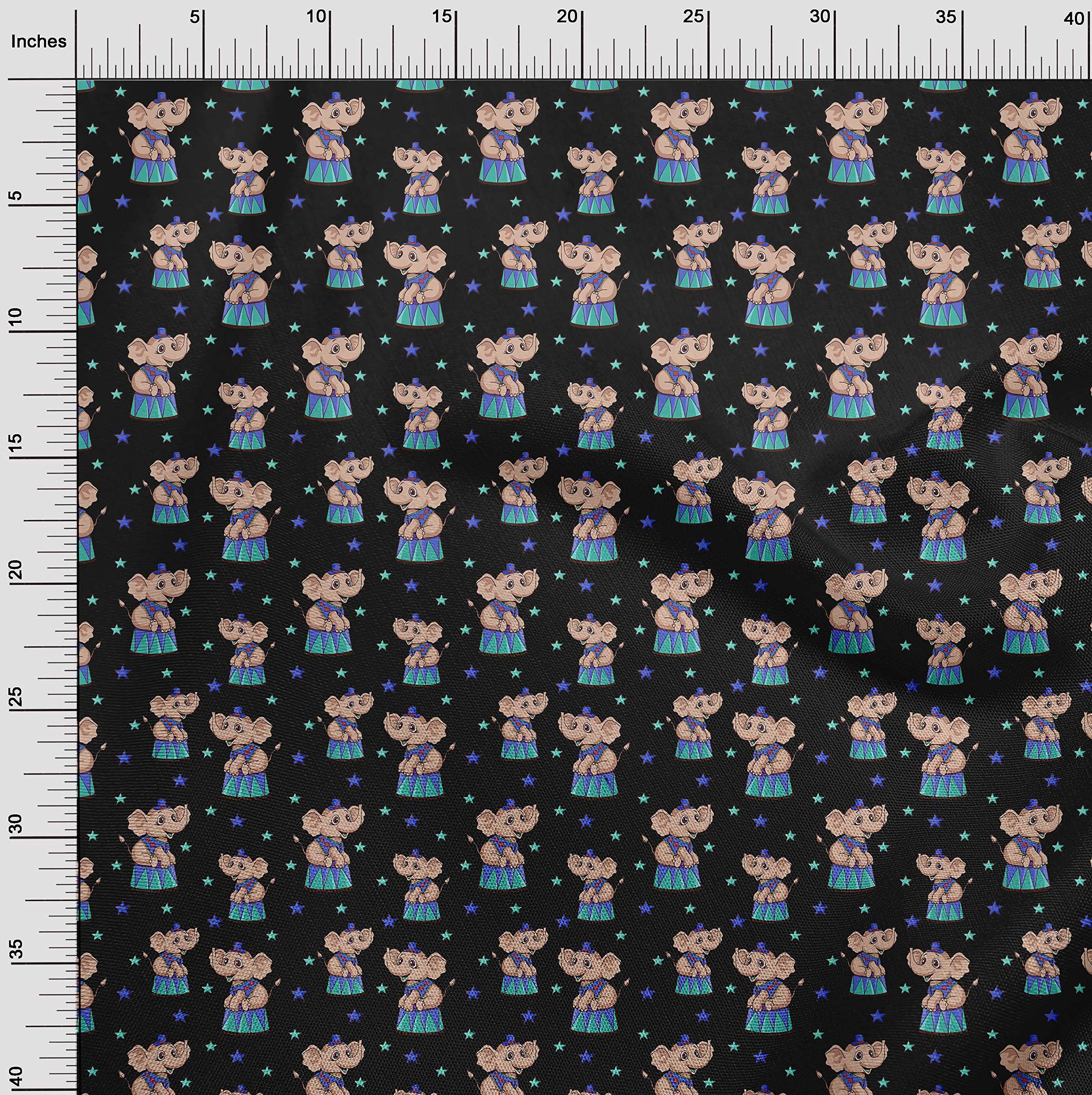 oneOone Rayon Black Circus Print Fabric - 56 Inch Wide for DIY Clothing, Costumes & Home Decor Sewing Projects | Premium Sewing Supplies by The Yard