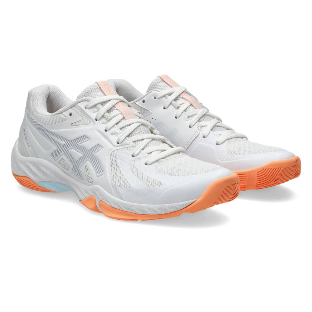 ASICS Blade FF Women's Indoor Volleyball Shoes - Lightweight Court Sneakers for Women (White/Grey Blue) | Perfect for Volleyball, Badminton & Indoor Sports Training