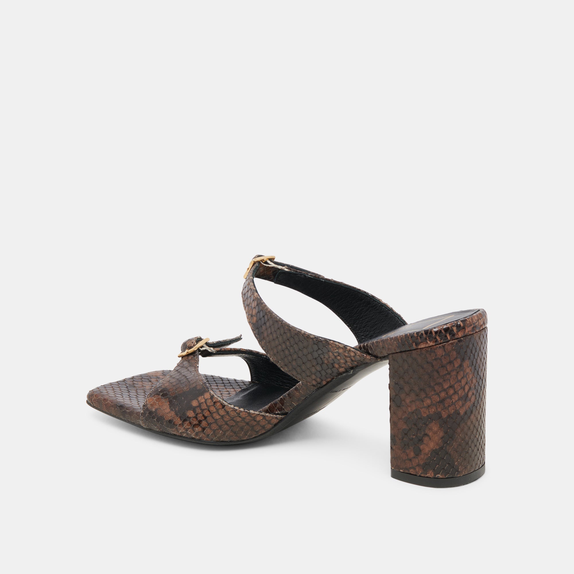 SHANE Women's DK Brown Snake Embossed High Heels - Stylish & Comfortable Dress Shoes for Work, Party & Special Occasions