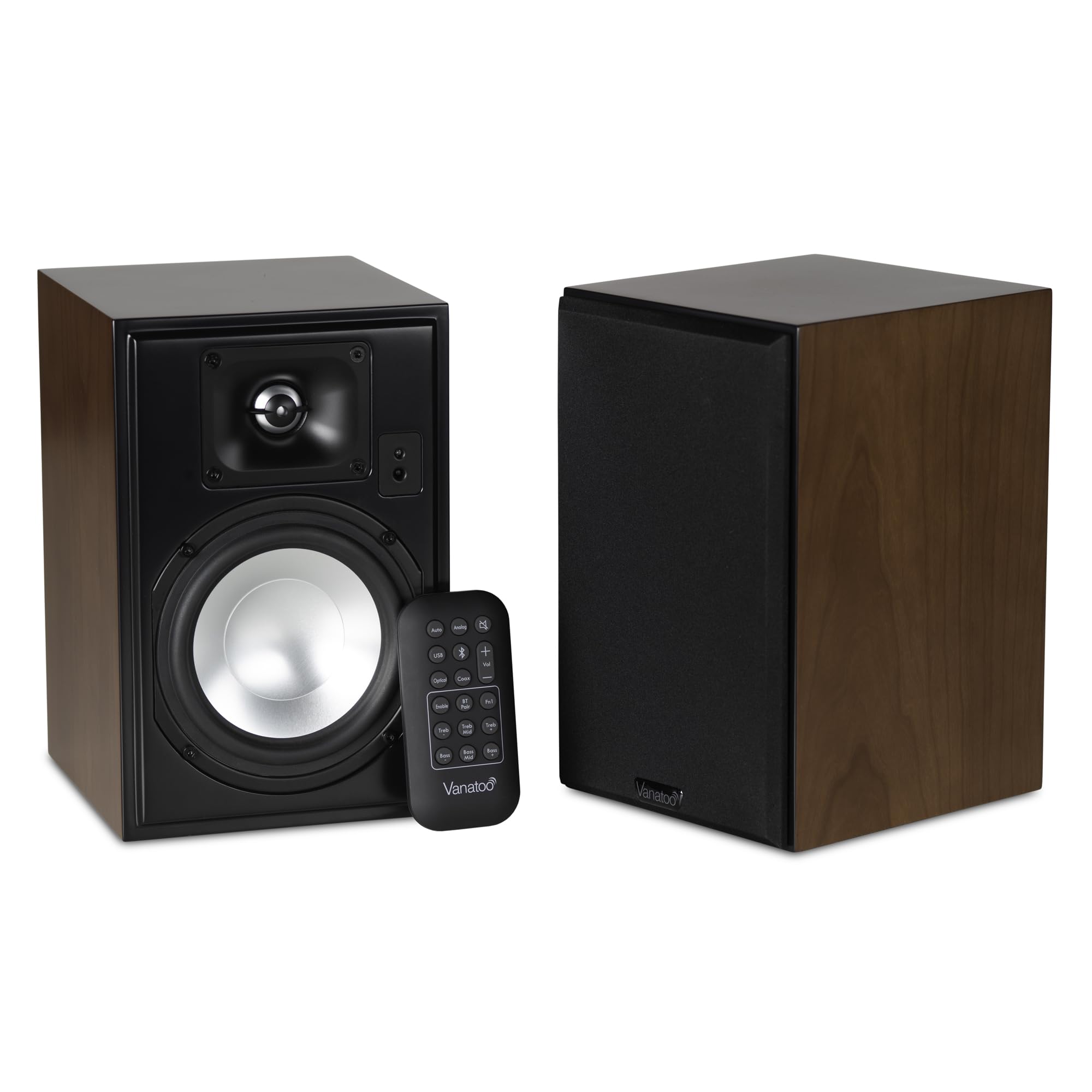 Vanatoo Transparent One Encore Plus Bluetooth Bookshelf Speakers (Cherry) - Wireless & Wired Audio for PC, Desktop & Home Theater - AUX, USB, Optical, Analog Inputs - Premium Sound for Music, Movies & Gaming