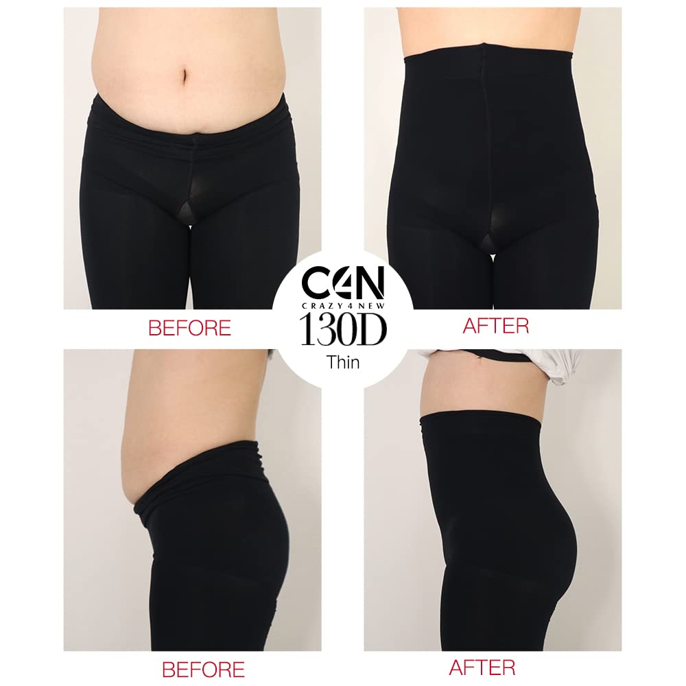 C4N Women's Opaque High Waisted Tights 130 Denier - Perfect for Work & Winter