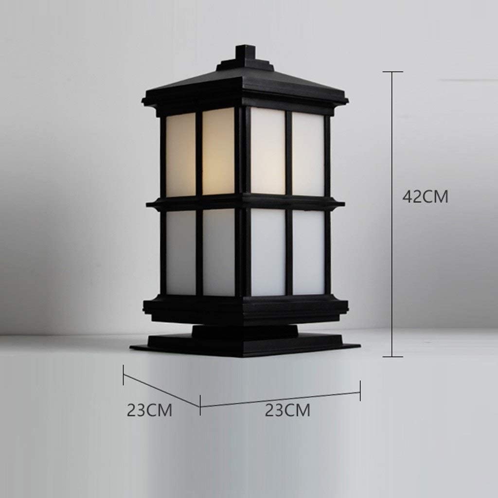 Victorian Style Outdoor Garden Lamp Post - Black Aluminum Square Pillar Light with Frosted Glass Shade - Landscape Lighting for Patio, Pathway, Driveway, and Garden Decor