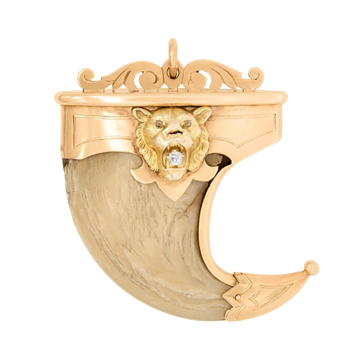 14K Gold Victorian Style Diamond Tiger Claw Pendant Necklace - Elegant Jewelry Gift for Women, Perfect for Weddings, Anniversaries & Special Occasions