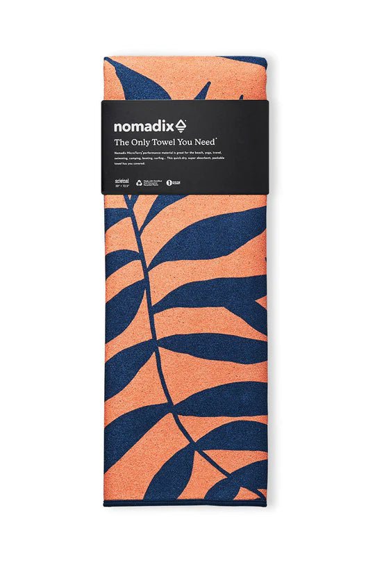 Nomadix Original Quick-Dry Travel Towel - Leaf Me Alone Orange - Lightweight & Absorbent for Beach, Camping, Gym & Yoga