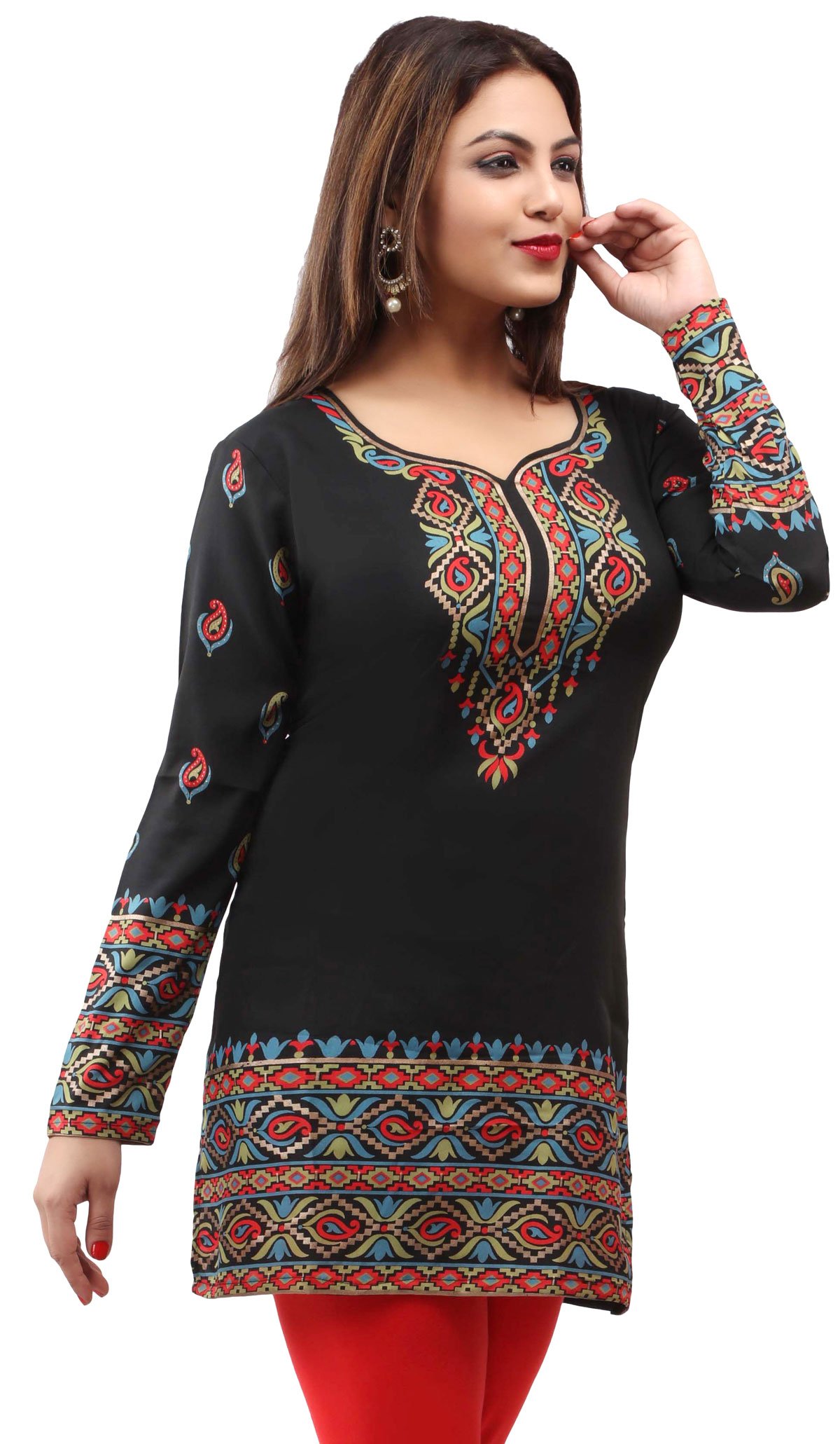 Maple Clothing Women's Short Kurti - Printed Indian Kurta Tunic Top | Ethnic Outfit for Casual Wear, Festivals & Parties